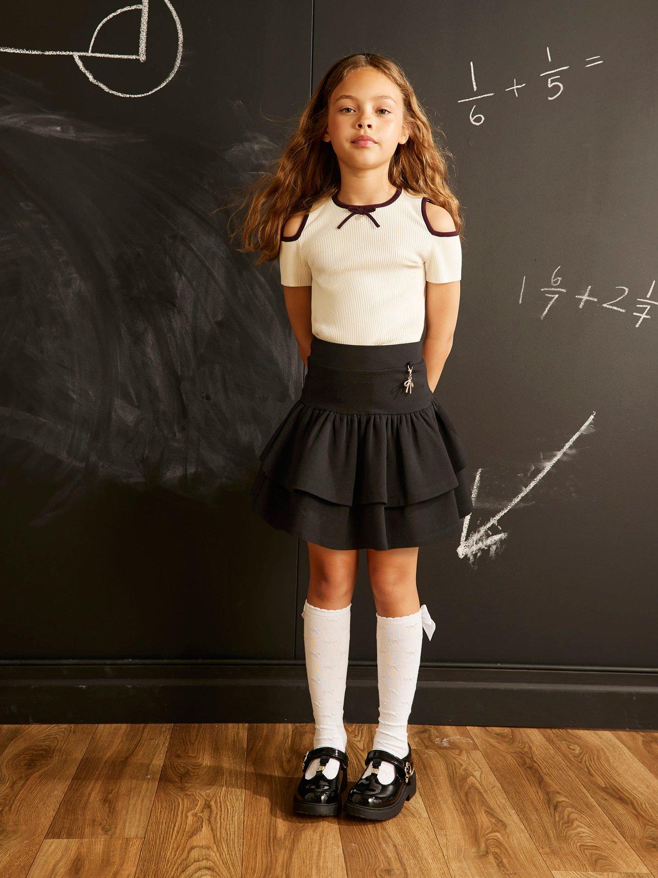River Island Girls Built In Shorts Rara Skirt - Black