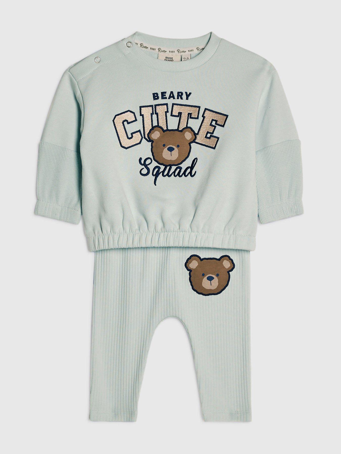 Image 3 of 5 of River Island Baby Baby Boys Blue Cutie Squad Sweatshirt Set - Blue