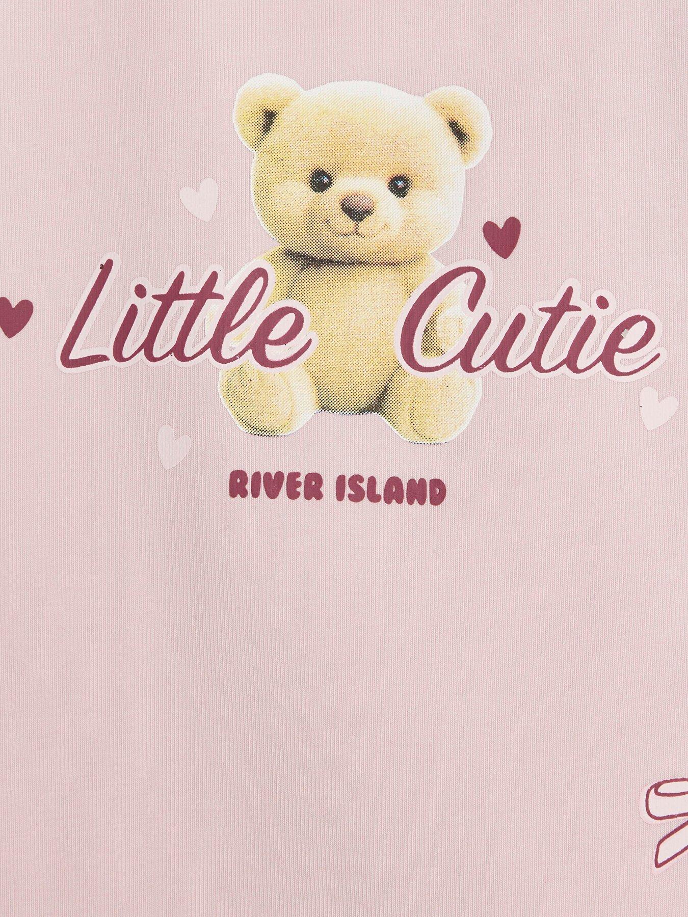 Image 5 of 5 of River Island Baby Girls Little Cutie Bear 2 Piece Outfit Set - Pink