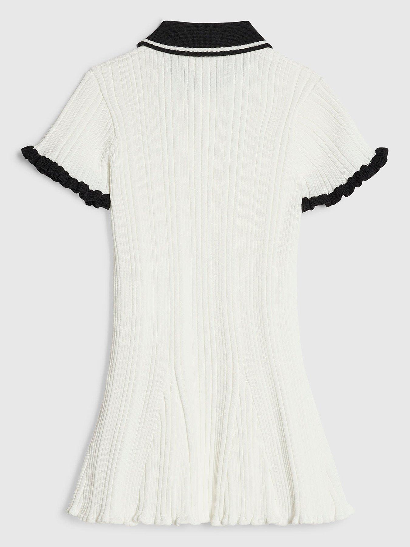 Image 2 of 4 of River Island Mini Girls Knitted Flippy Dress - Cream