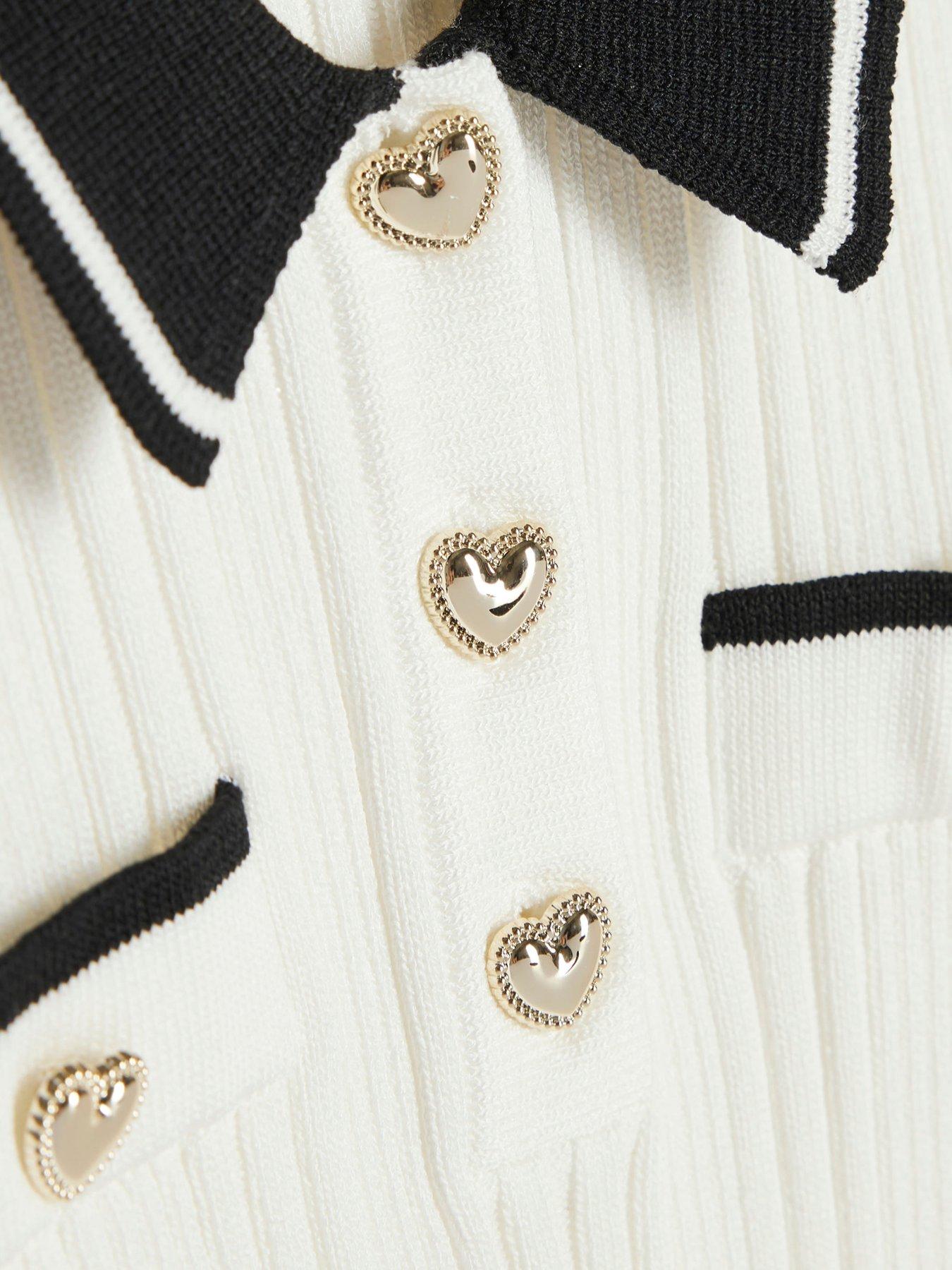 Image 4 of 4 of River Island Mini Girls Knitted Flippy Dress - Cream