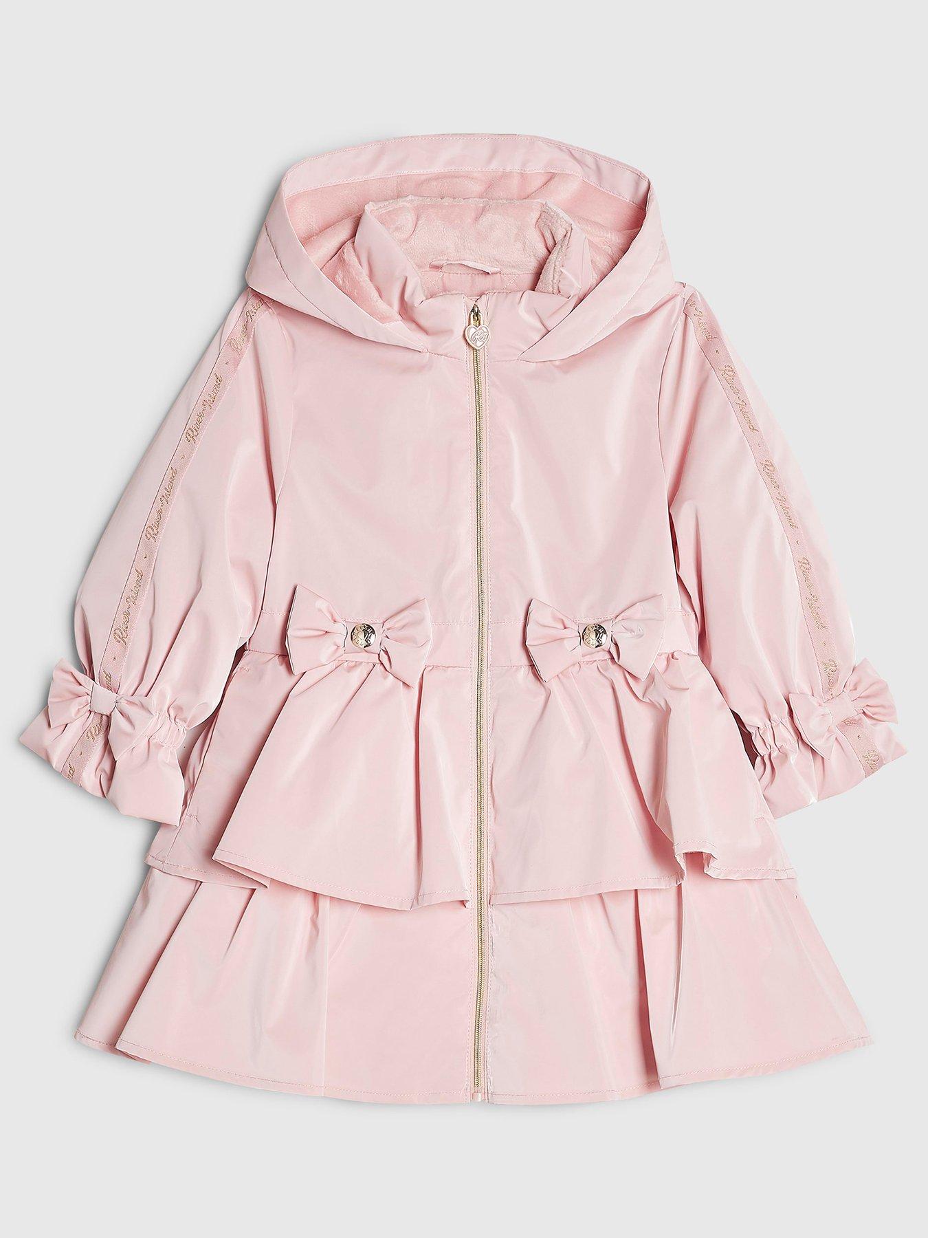 River Island Mini Mini Pink Frill Bow Raincoat - Pink