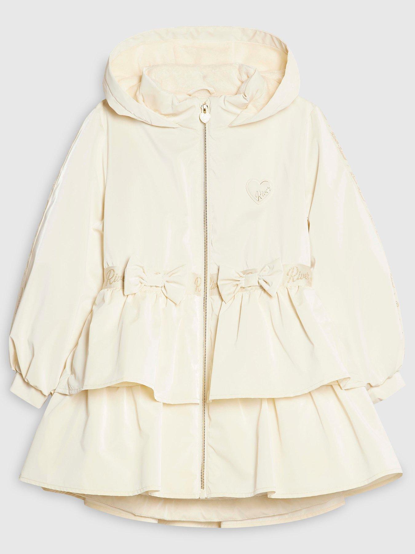 River Island Girls Cream Frill Bow Raincoat - Cream