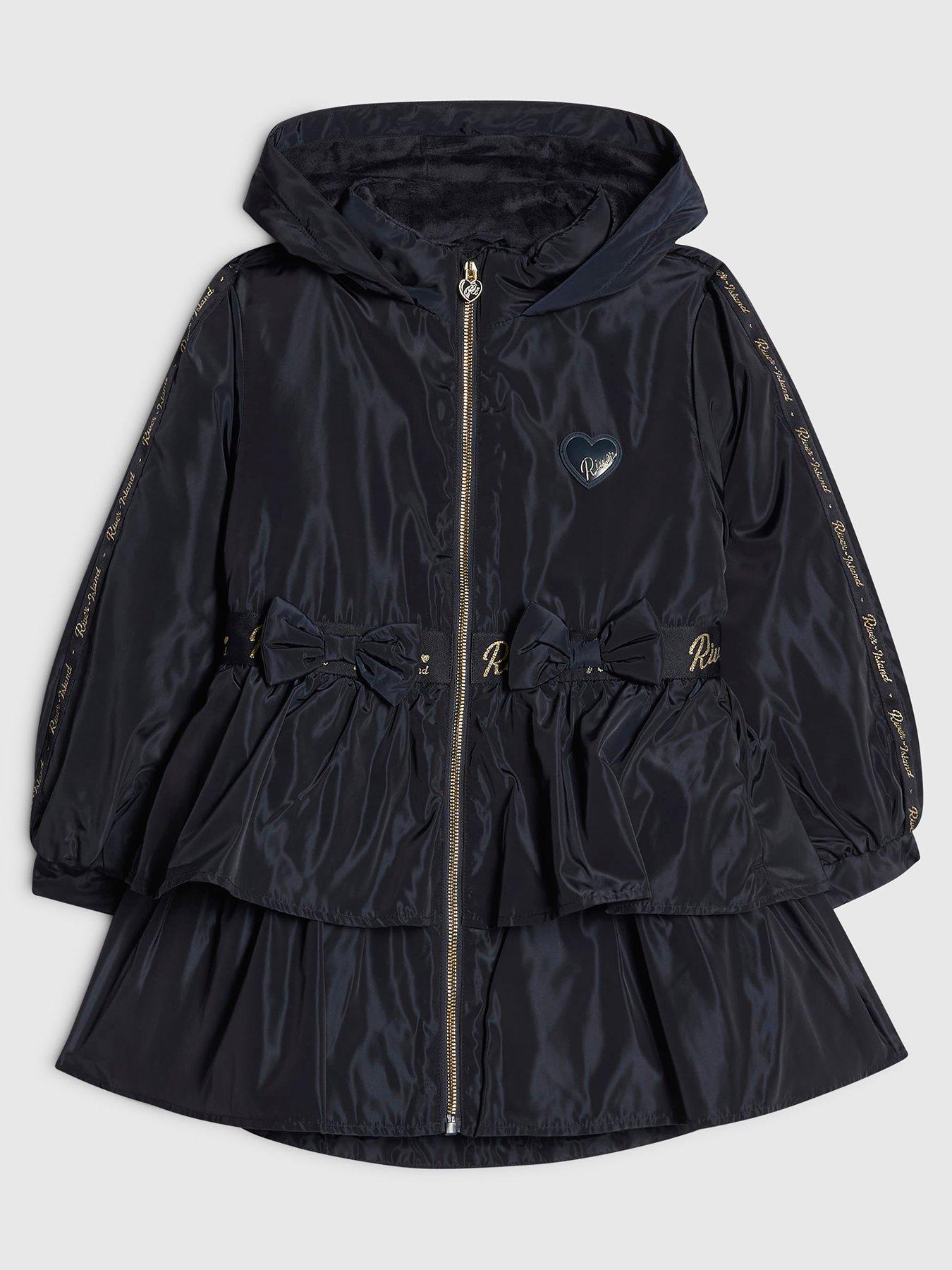 River Island Girls Navy Frill Bow Raincoat - Navy
