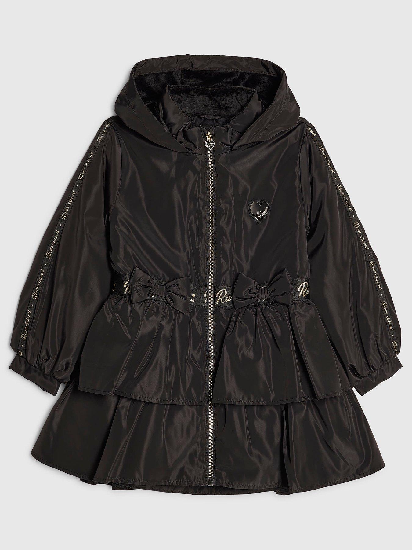River Island Girls Frill Bow Raincoat - Black