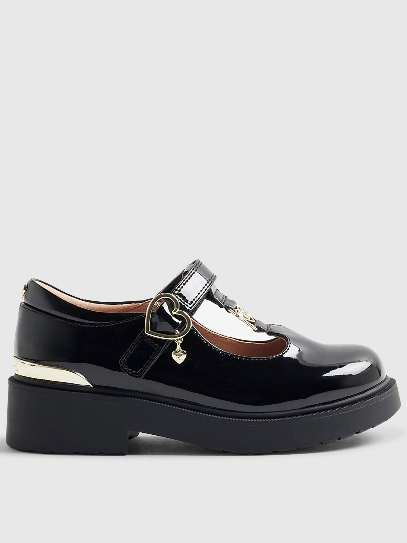 Image 1 of 4 of River Island Girls Chunky T-Bar Mary Jane Shoes - Black