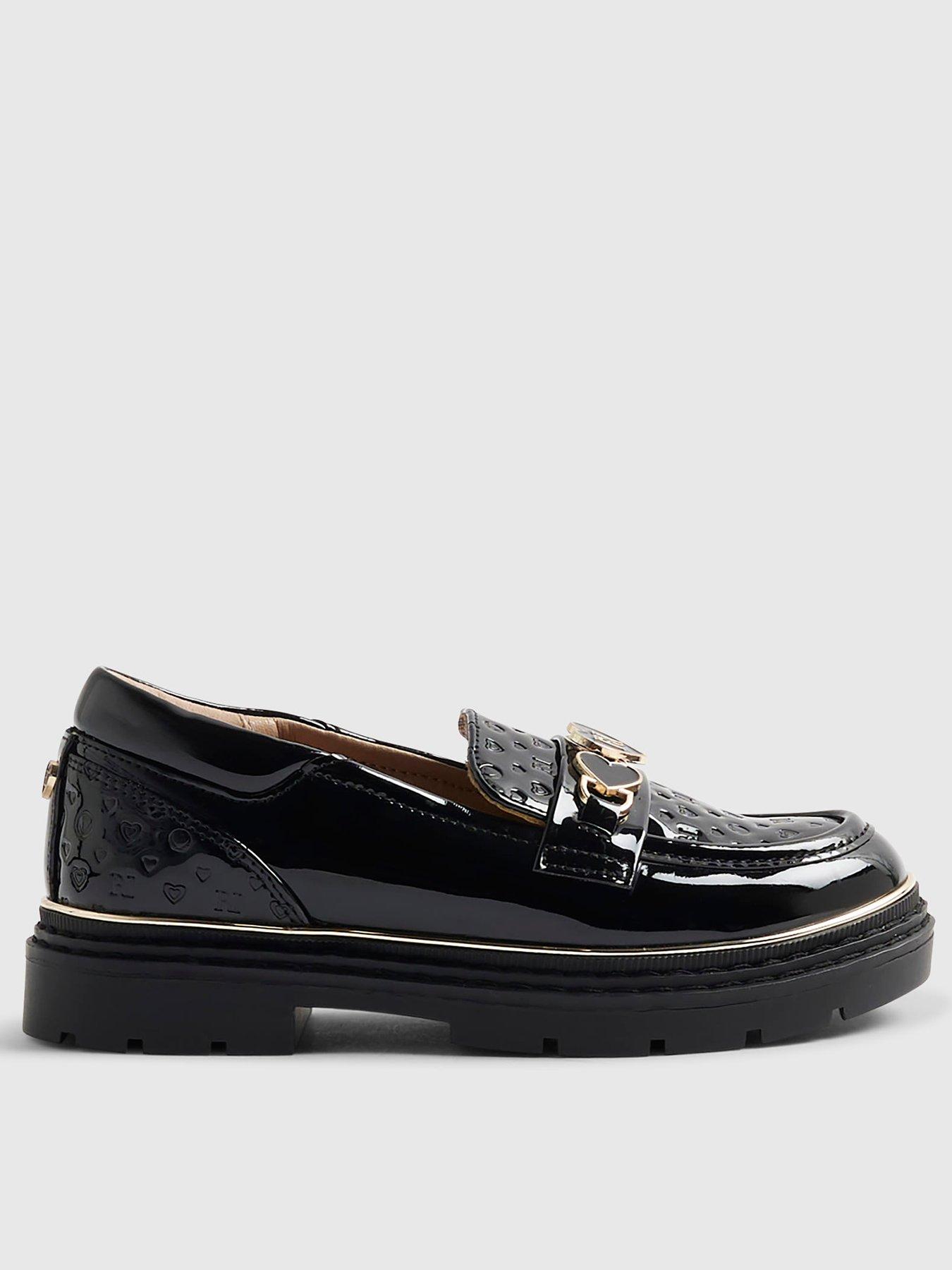 River Island Older Girls Heart Snaffle Loafer Shoes - Black