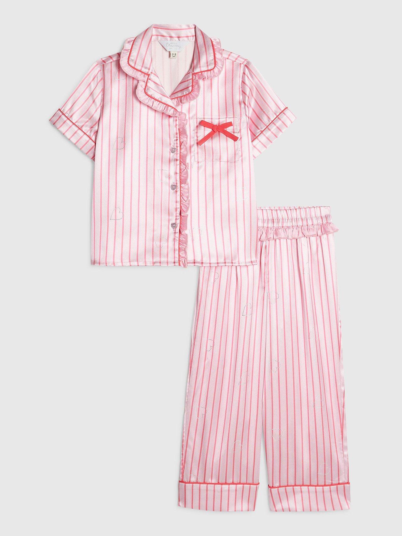 River Island Mini Girls Stripe Satin Pyjamas - Pink