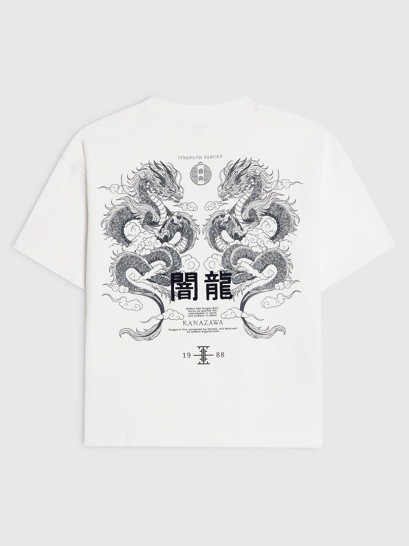 River Island Boys Kanazawa Dragon T-Shirt - White