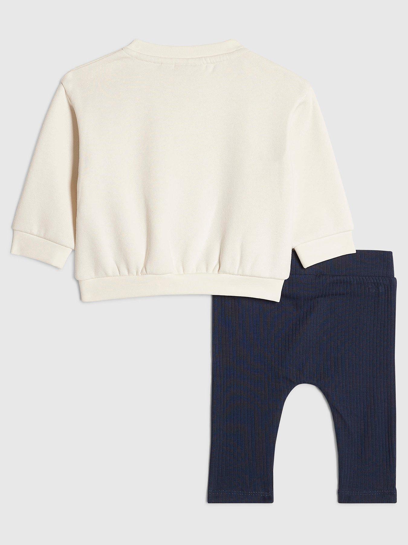 Image 2 of 5 of River Island Baby Baby Boys Navy Cuddle Club Sweatshirt Set - Navy