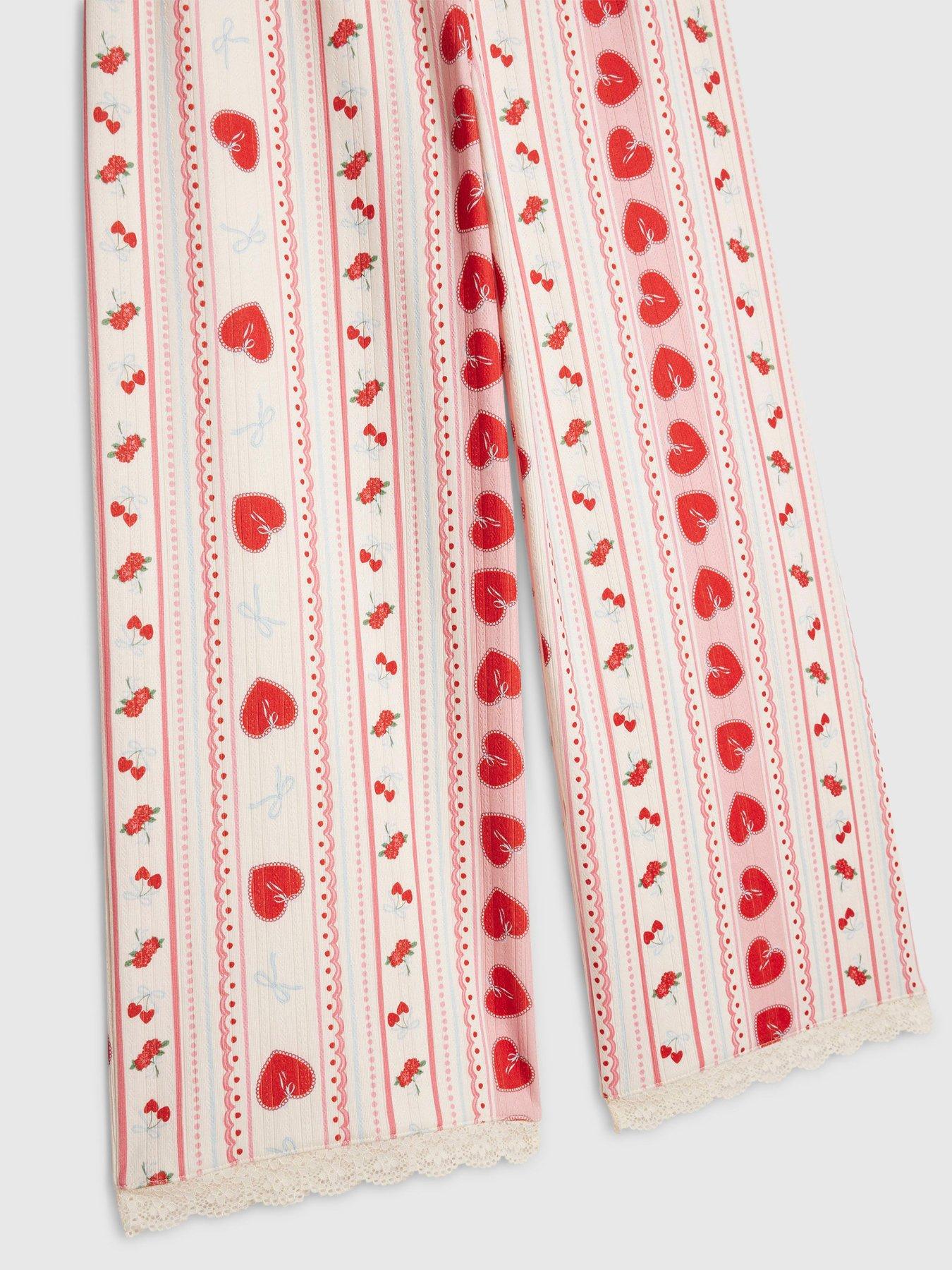 Image 3 of 4 of River Island Girls Heart Pointelle Pyjama Set - Cream