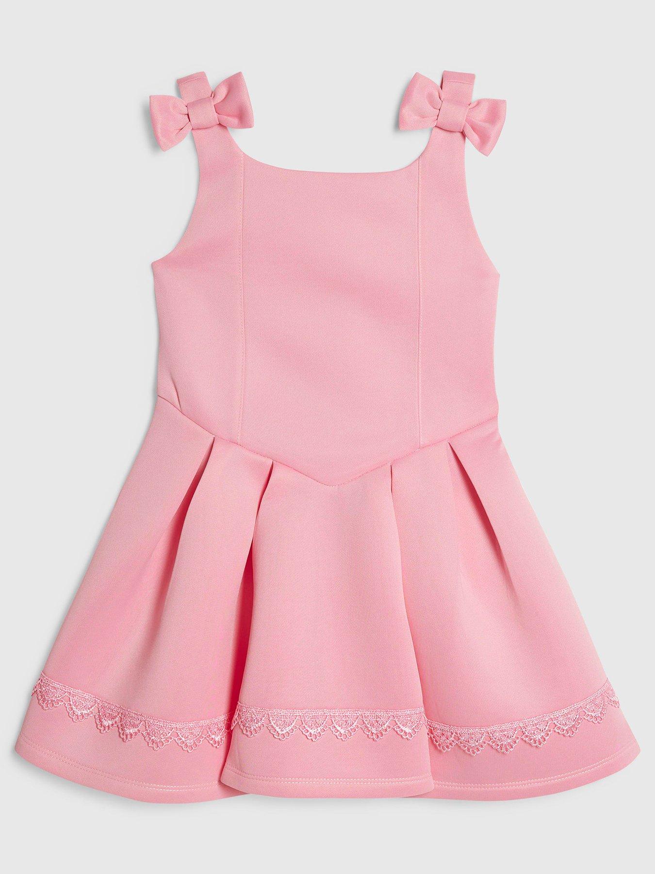 River Island Mini Girls Bow Lace Detail Dress - Pink