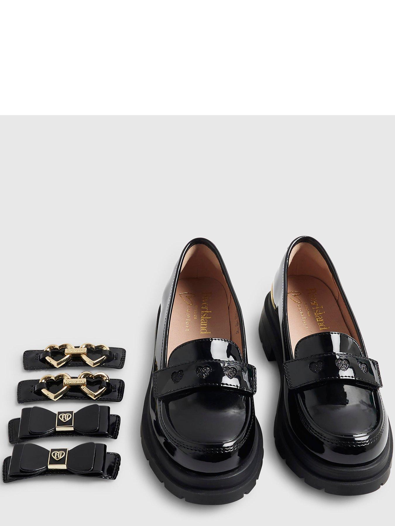 Image 3 of 4 of River Island Girls Interchangeable Bow Loafers - Black