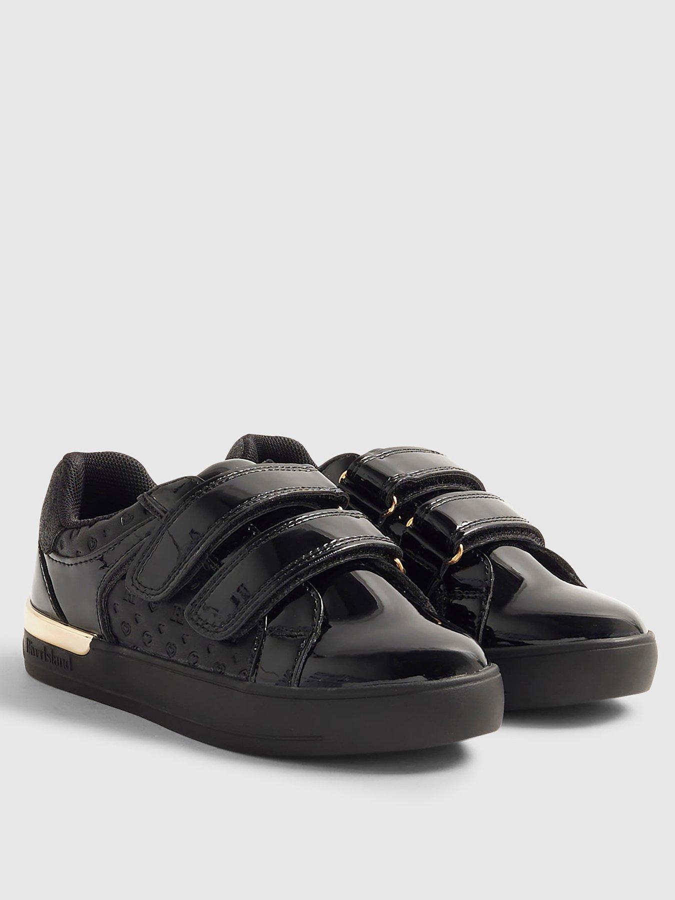 Image 2 of 5 of River Island Older Girls Monogram Print Trainers - Black