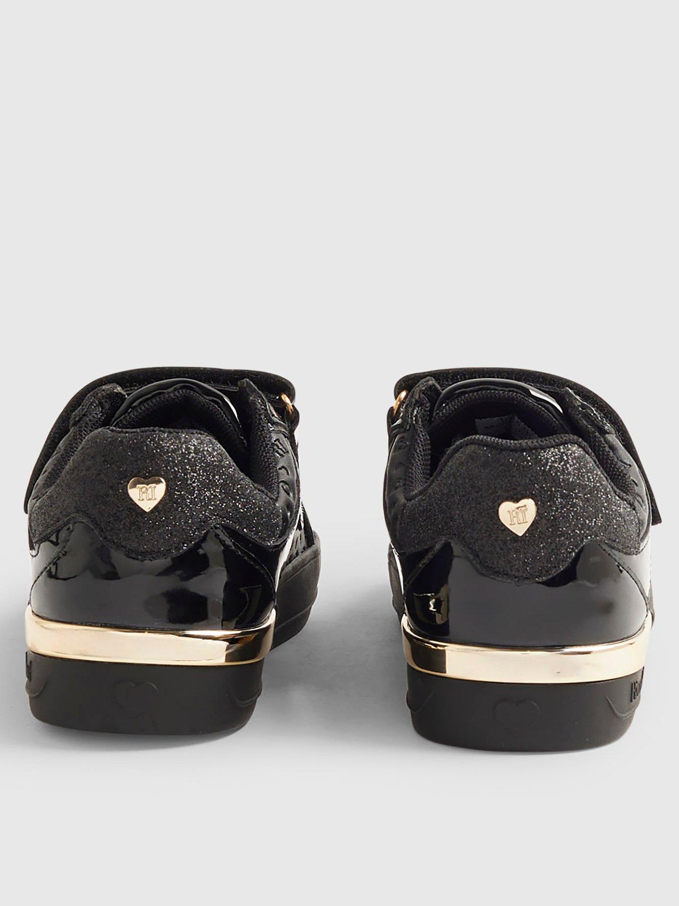 Image 3 of 5 of River Island Older Girls Monogram Print Trainers - Black