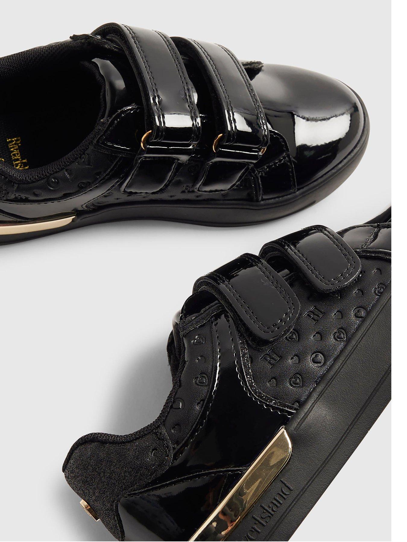 Image 4 of 5 of River Island Older Girls Monogram Print Trainers - Black