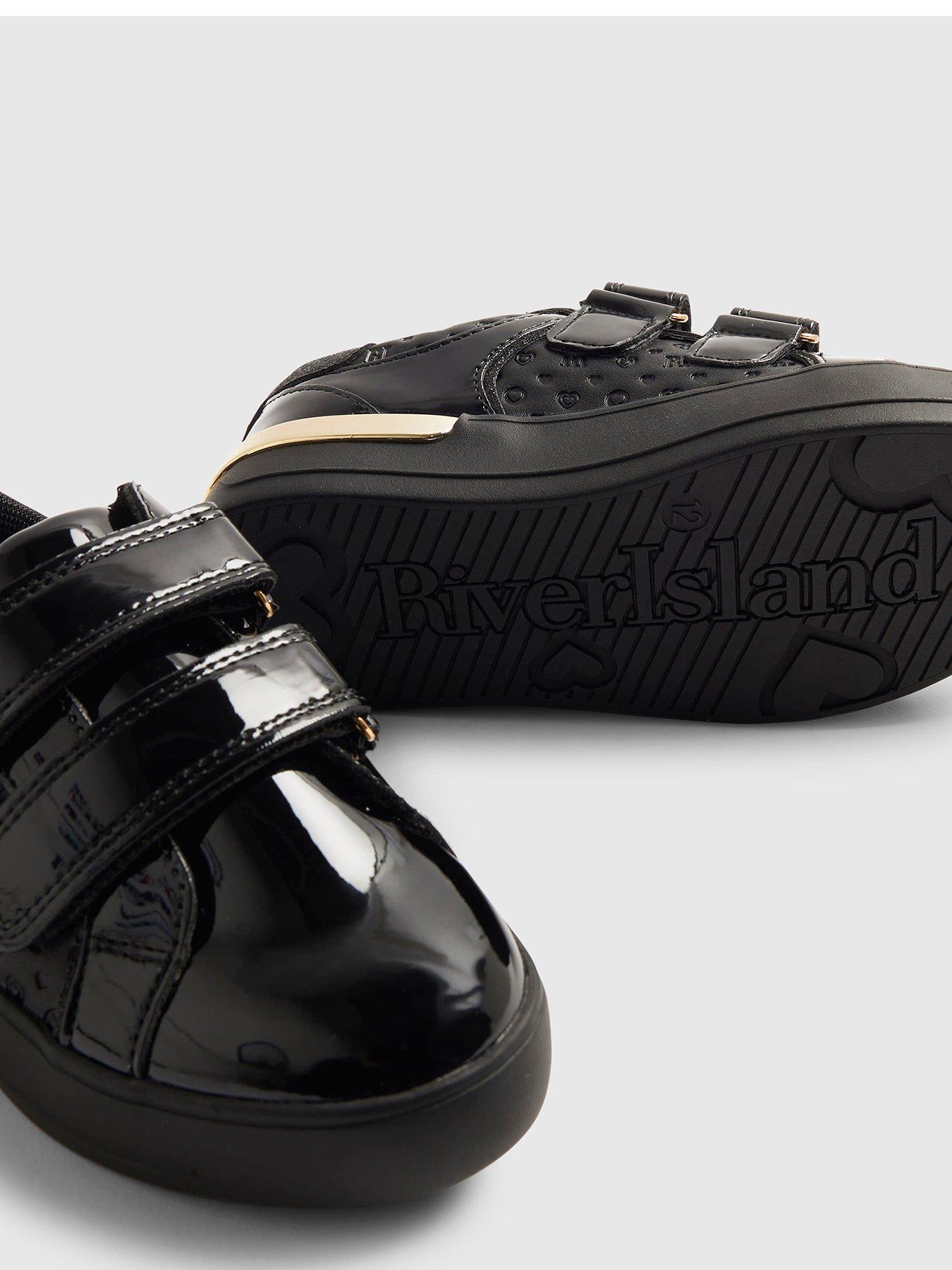 Image 5 of 5 of River Island Older Girls Monogram Print Trainers - Black