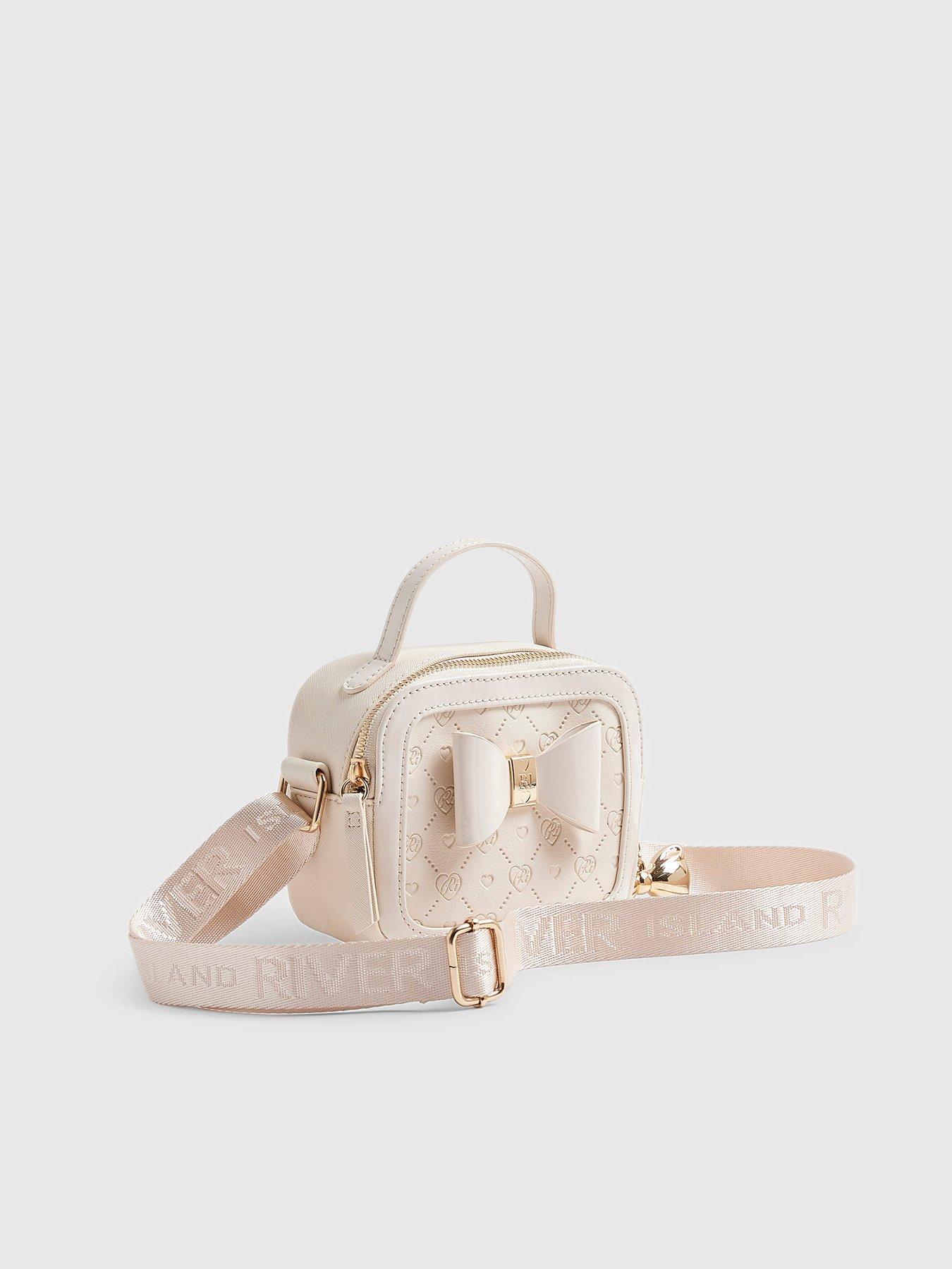 Image 5 of 5 of River Island Girls Monogram Box Crossbody Bag - Cream