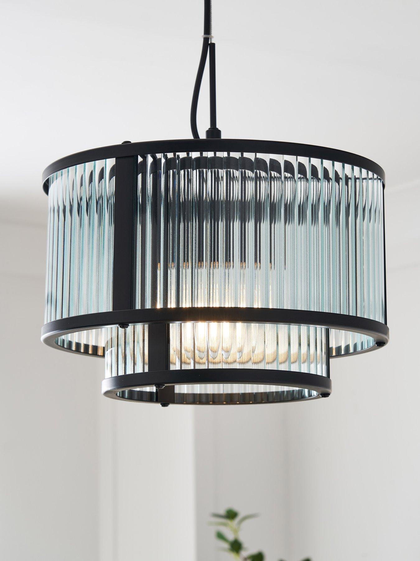 The Very Collection Ribbed Glass Tiered Pendant Light