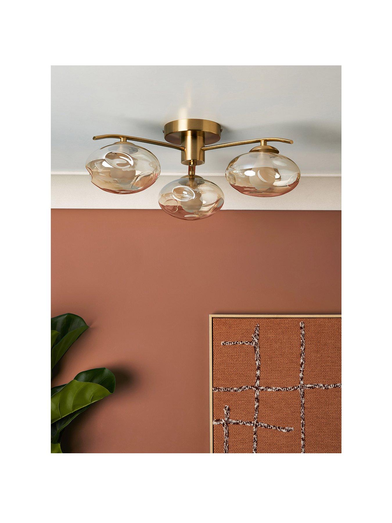 Image 2 of 7 of The Very Collection Champagne Glass 3 Light Semi Flush Ceiling Light