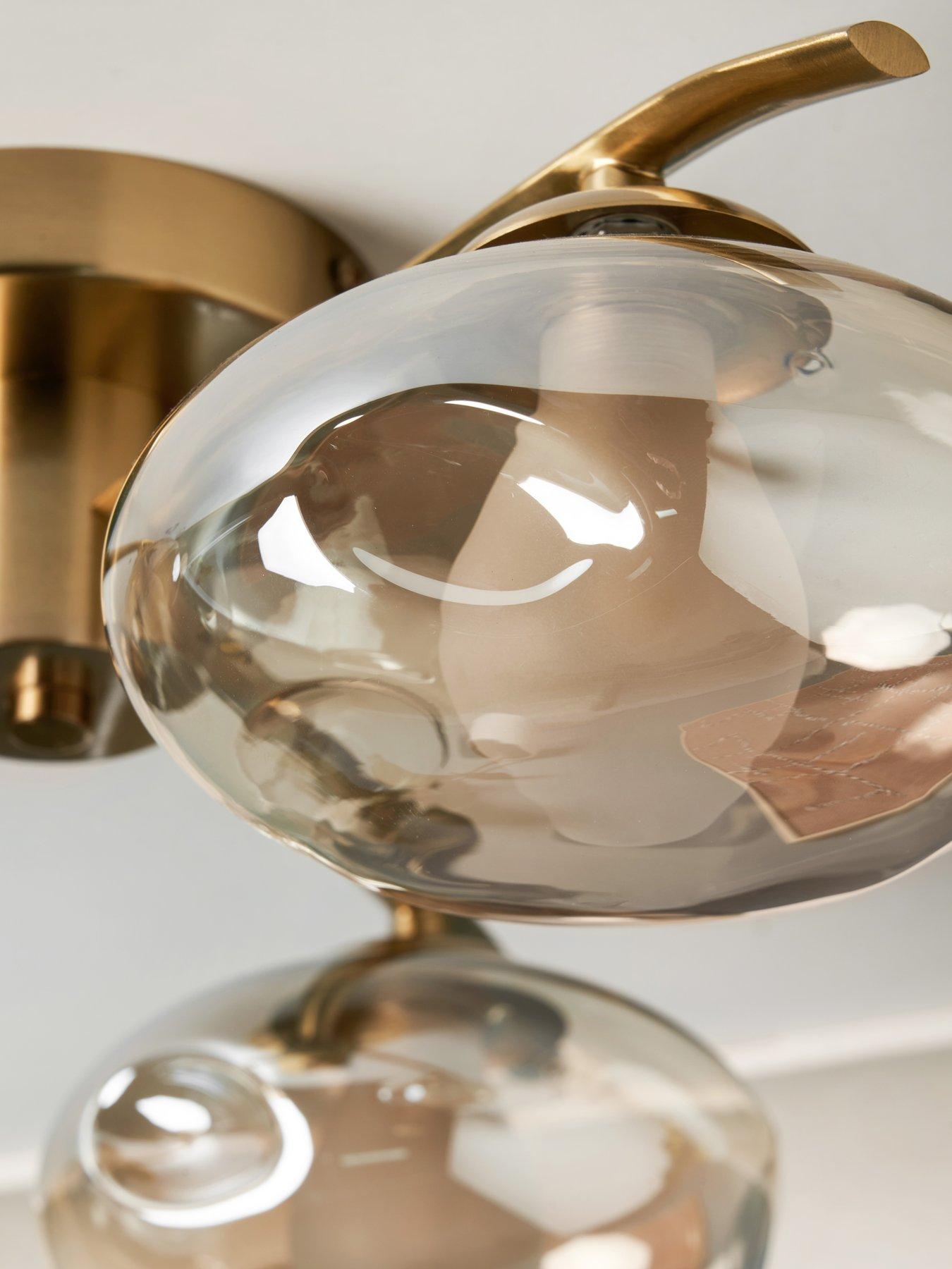 Image 4 of 7 of The Very Collection Champagne Glass 3 Light Semi Flush Ceiling Light