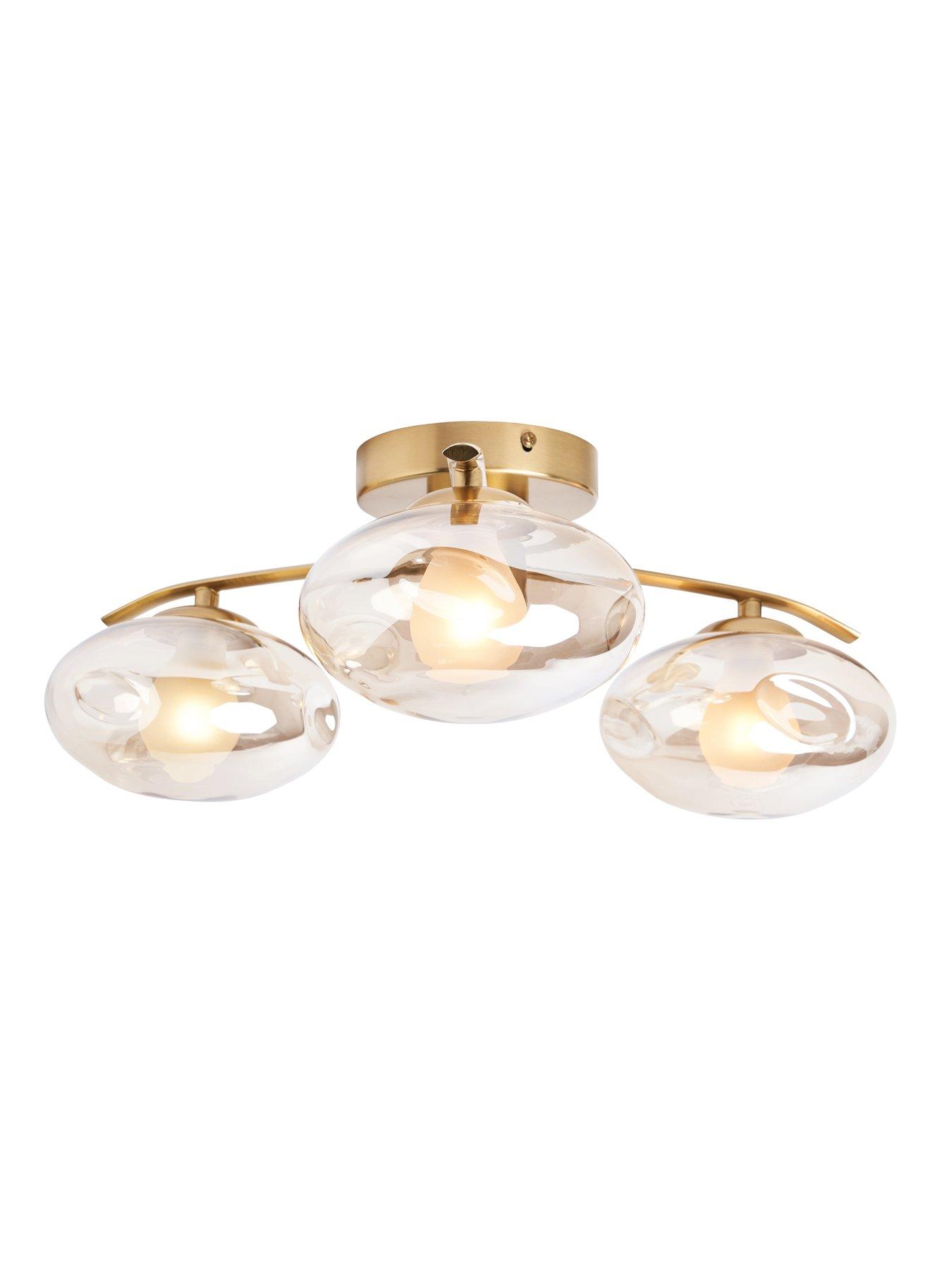 Image 5 of 7 of The Very Collection Champagne Glass 3 Light Semi Flush Ceiling Light