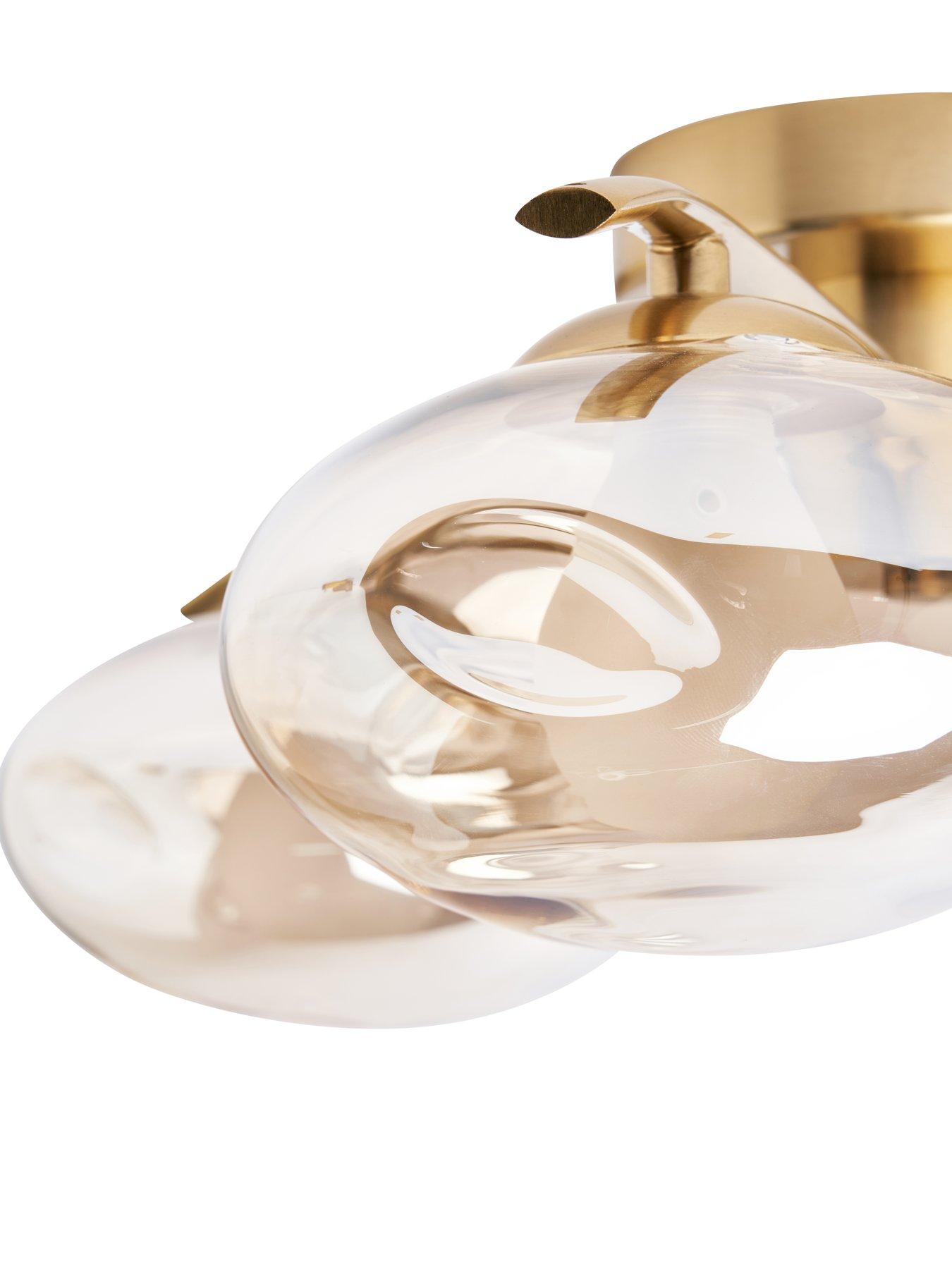 Image 6 of 7 of The Very Collection Champagne Glass 3 Light Semi Flush Ceiling Light