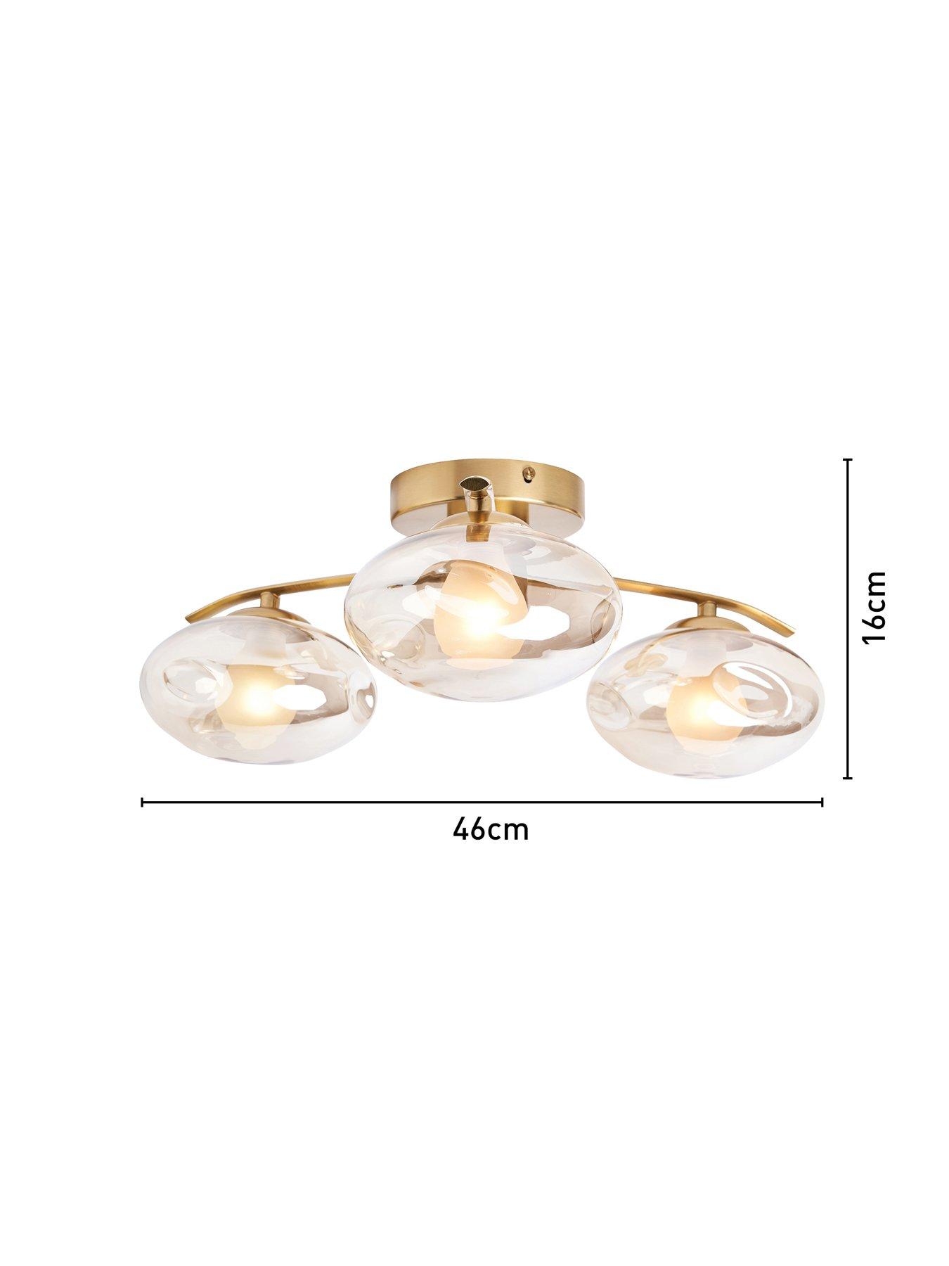 Image 7 of 7 of The Very Collection Champagne Glass 3 Light Semi Flush Ceiling Light