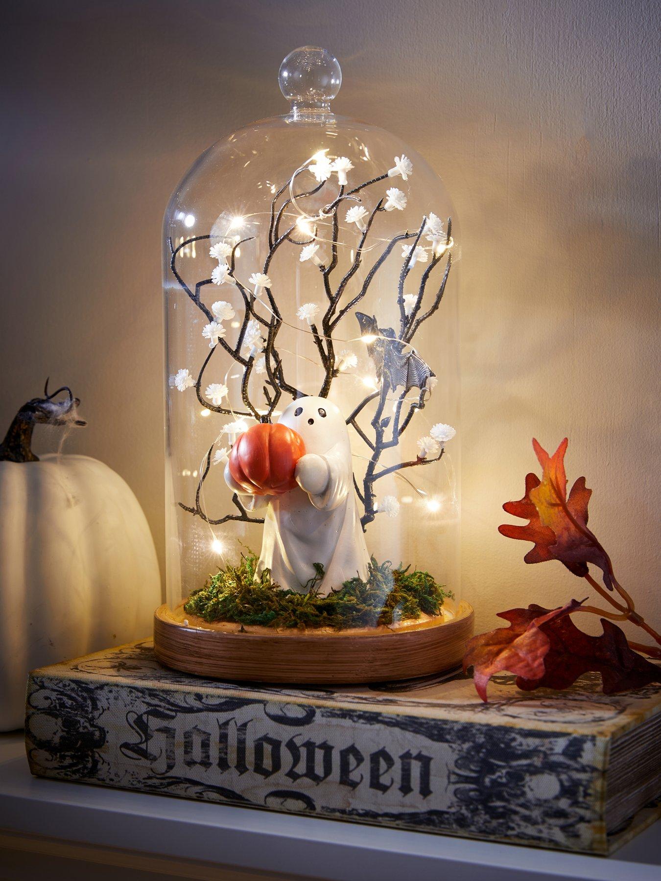The Very Collection Lit Halloween Cloche Decoration with Ghost Scene