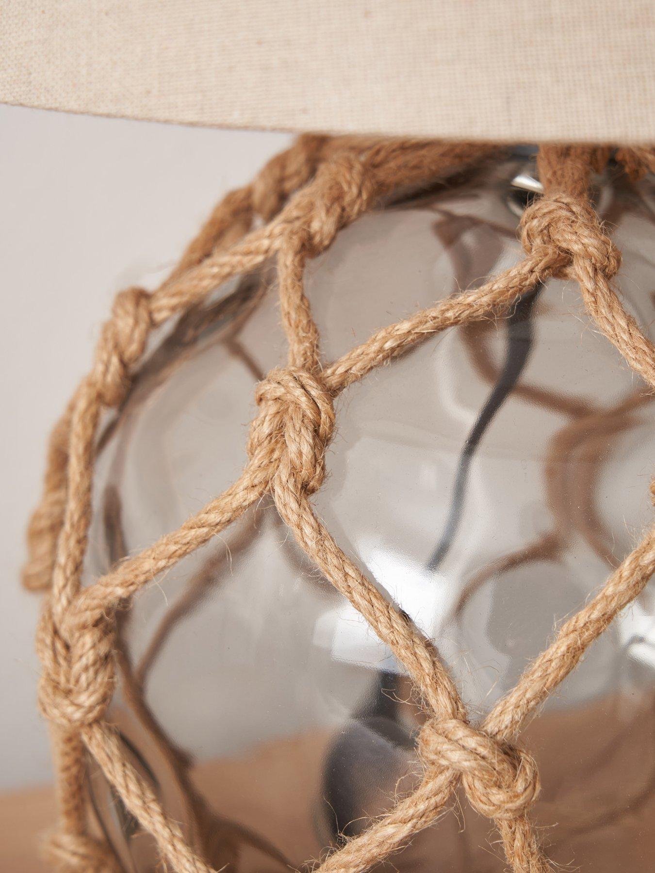 Image 4 of 7 of The Very Collection Coastal Rope Glass Table Lamp - Smoke