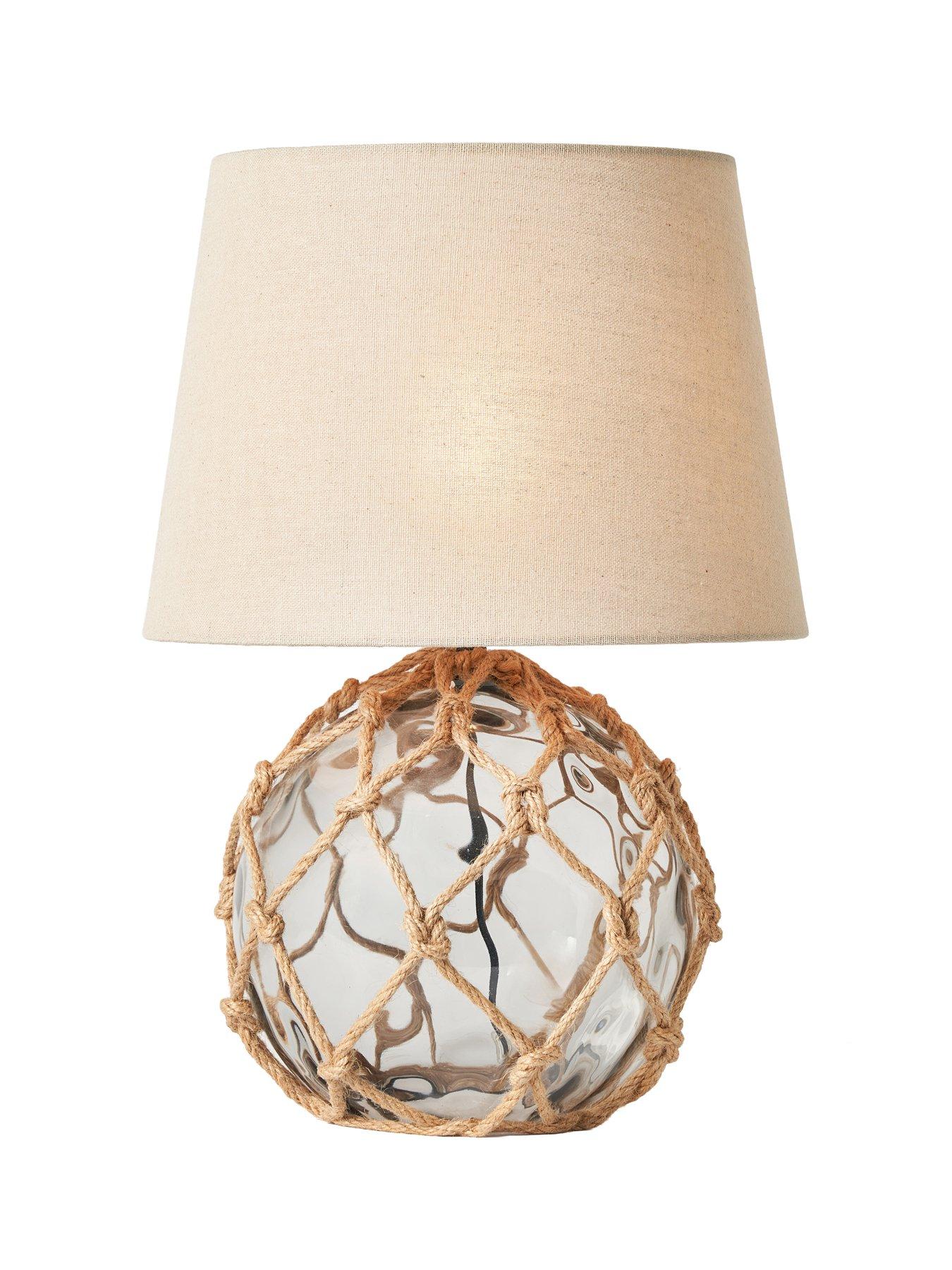 Image 5 of 7 of The Very Collection Coastal Rope Glass Table Lamp - Smoke