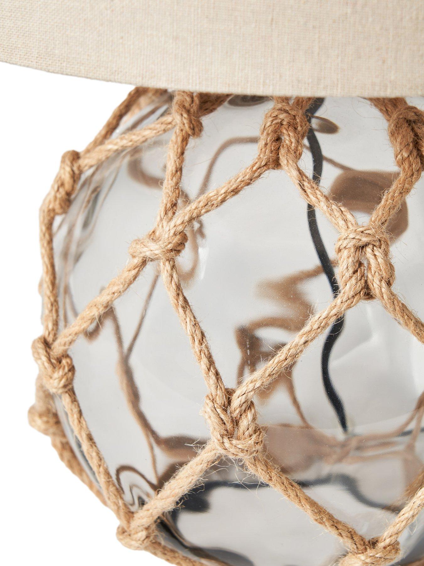 Image 6 of 7 of The Very Collection Coastal Rope Glass Table Lamp - Smoke