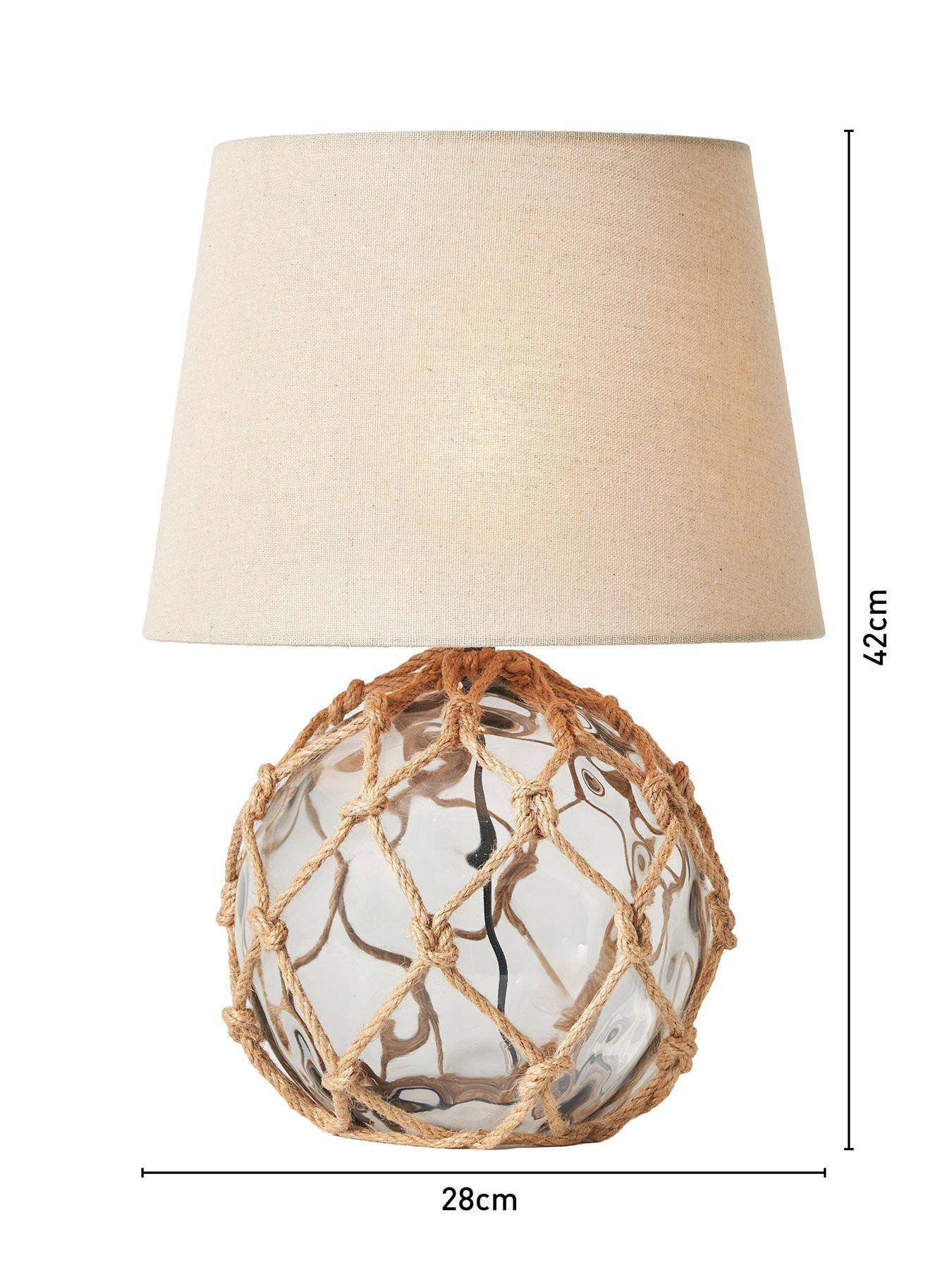 Image 7 of 7 of The Very Collection Coastal Rope Glass Table Lamp - Smoke