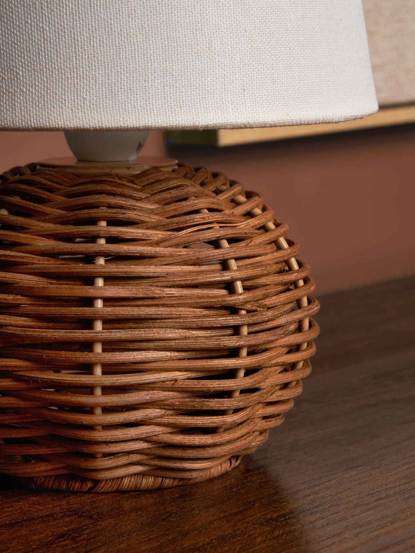 Image 4 of 7 of The Very Collection Small Rattan Bedside Table Lamp - Set of 2
