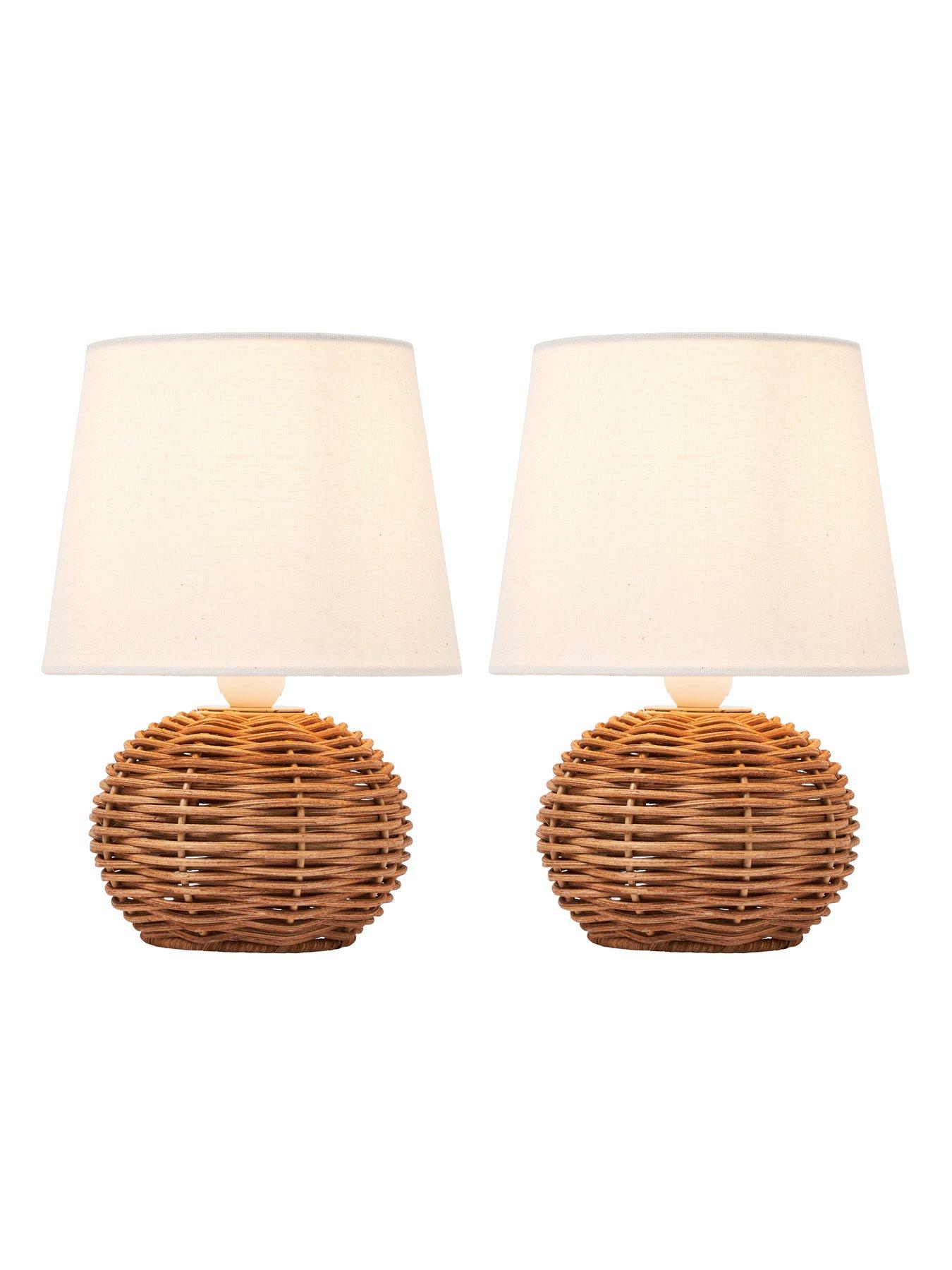Image 5 of 7 of The Very Collection Small Rattan Bedside Table Lamp - Set of 2