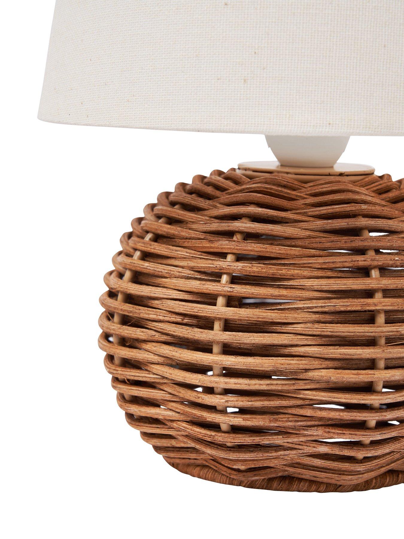 Image 6 of 7 of The Very Collection Small Rattan Bedside Table Lamp - Set of 2