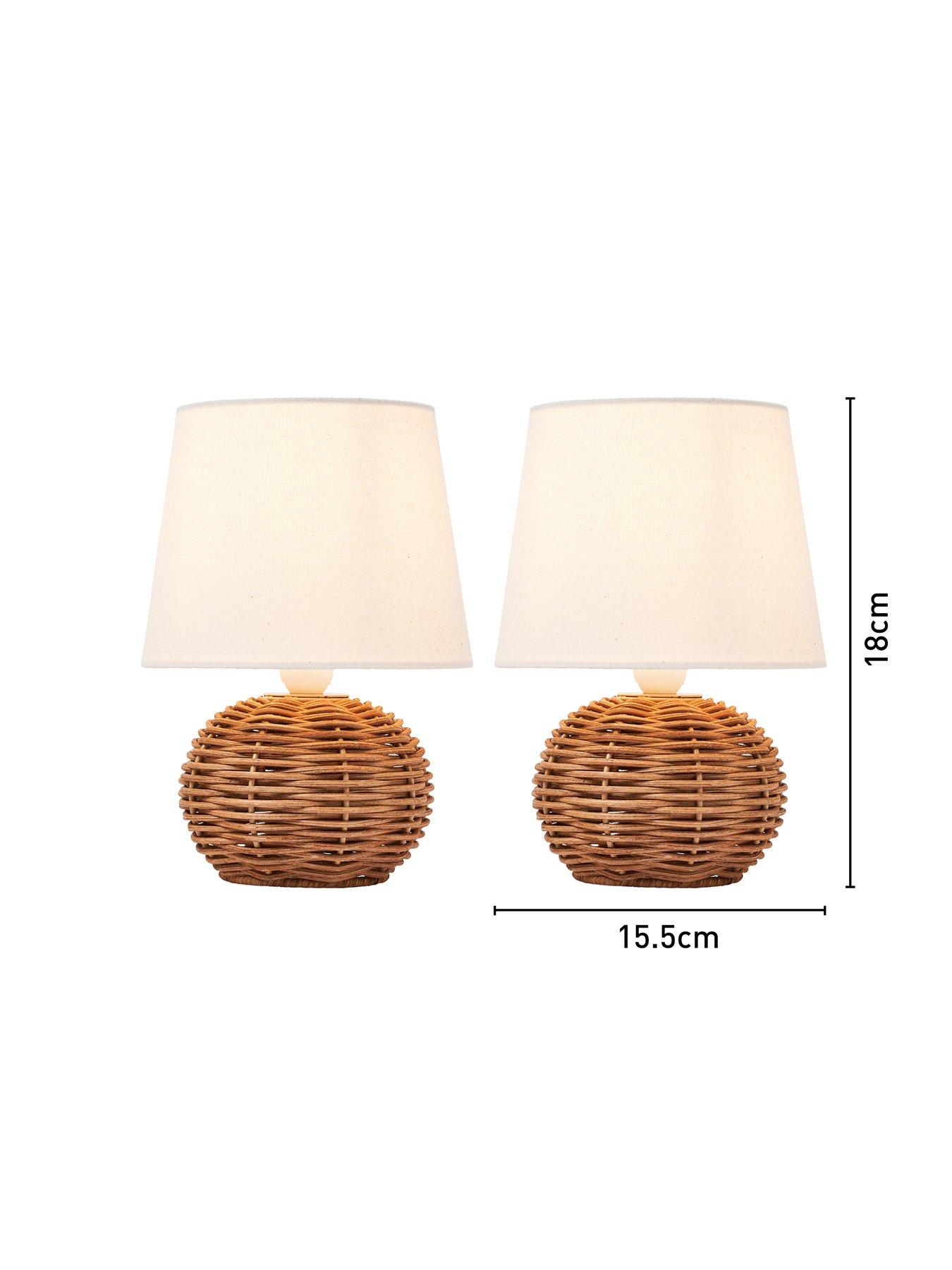 Image 7 of 7 of The Very Collection Small Rattan Bedside Table Lamp - Set of 2