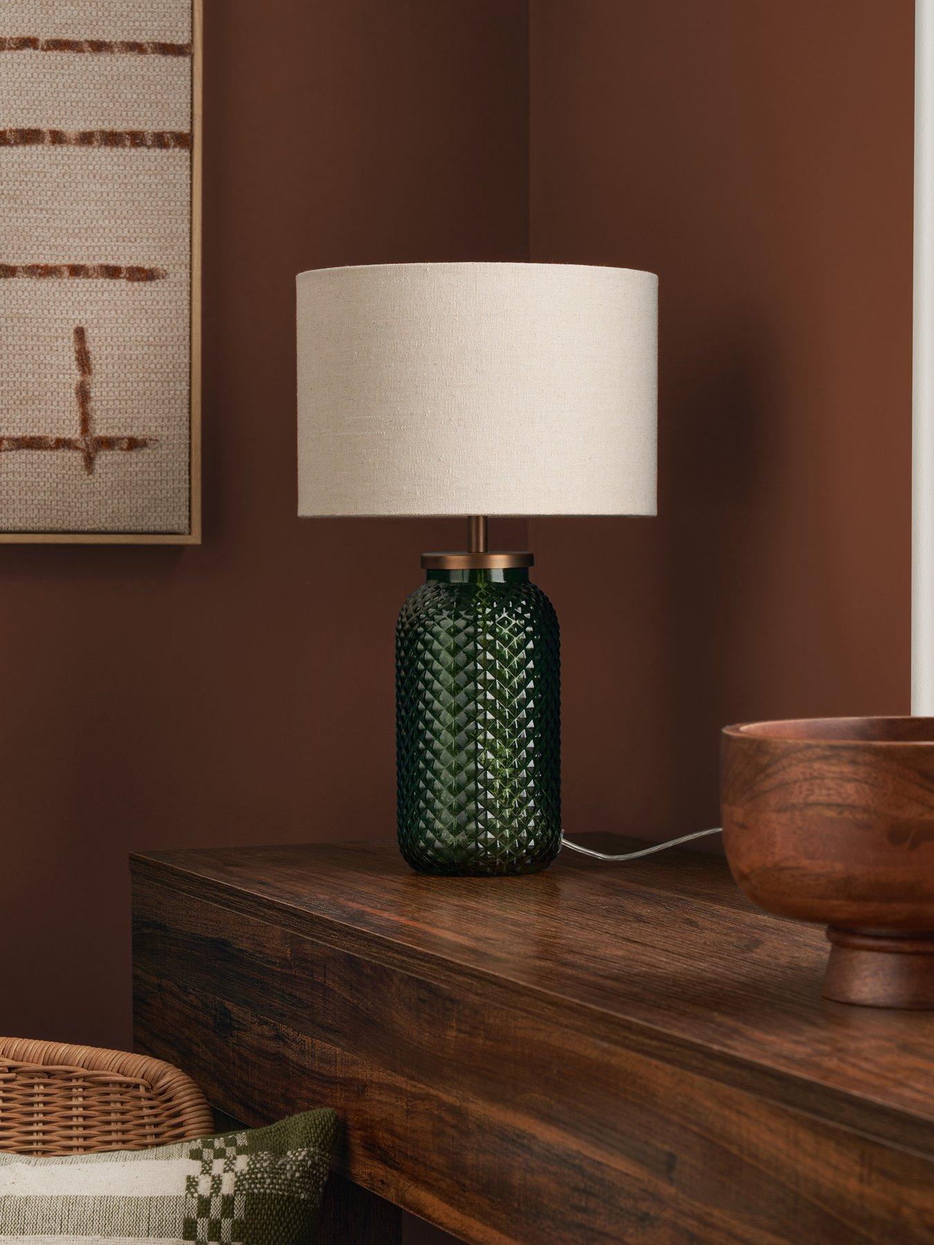Image 3 of 7 of The Very Collection Green Patterned Glass Table Lamp