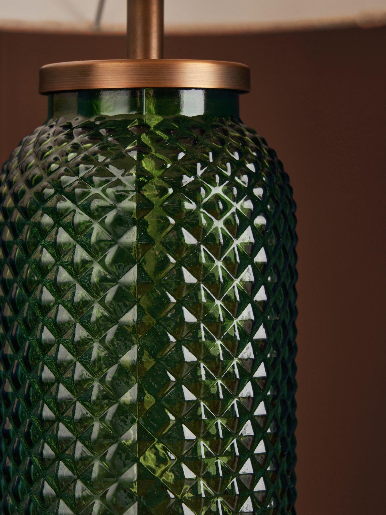 Image 4 of 7 of The Very Collection Green Patterned Glass Table Lamp
