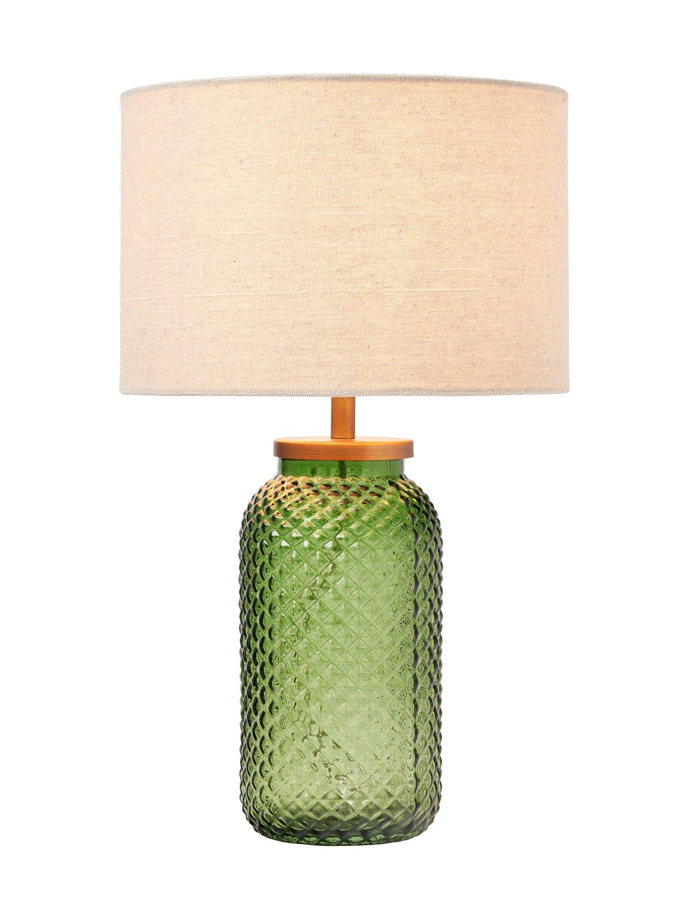 Image 5 of 7 of The Very Collection Green Patterned Glass Table Lamp