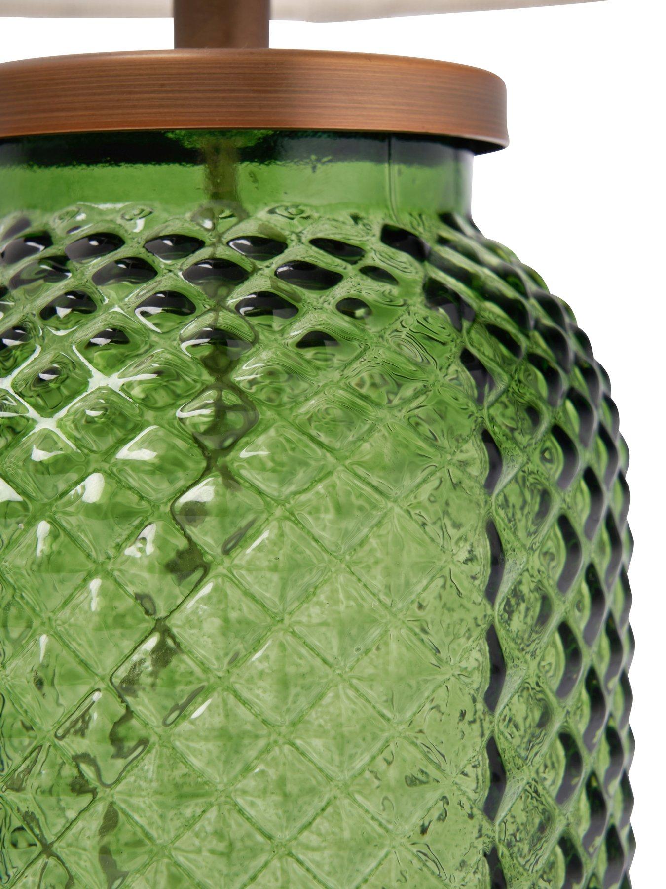 Image 6 of 7 of The Very Collection Green Patterned Glass Table Lamp