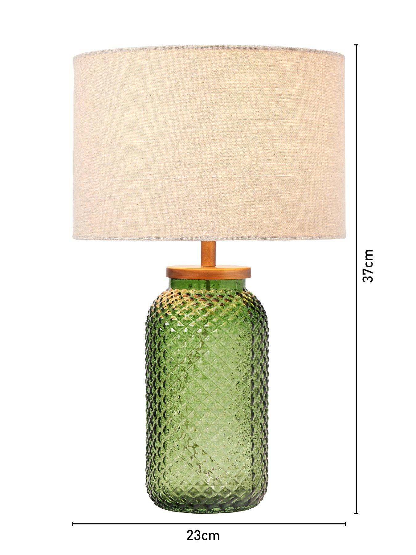 Image 7 of 7 of The Very Collection Green Patterned Glass Table Lamp