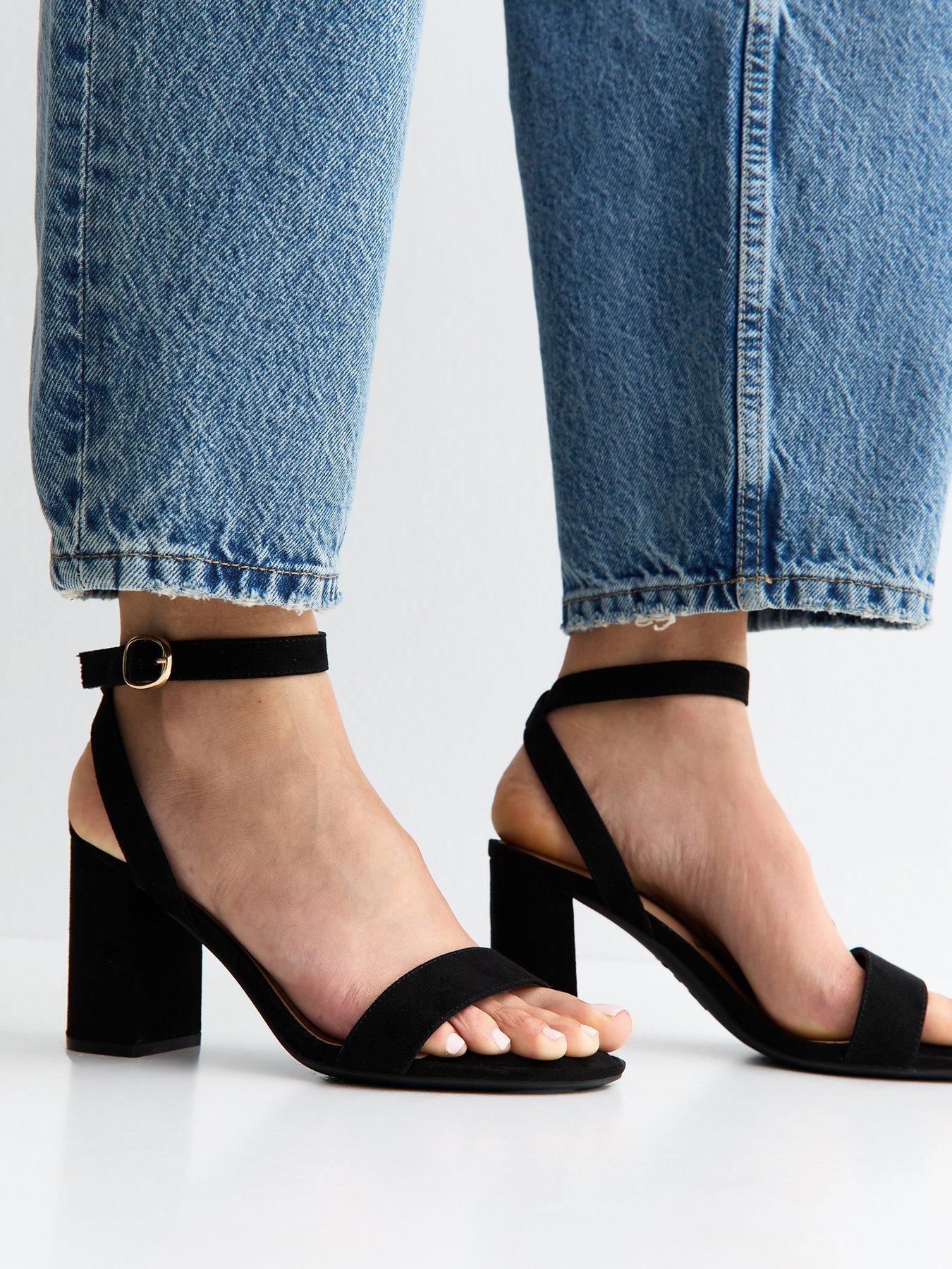 New Look Wide Fit Faux Suede Single Strap Sandals - Black | Littlewoods