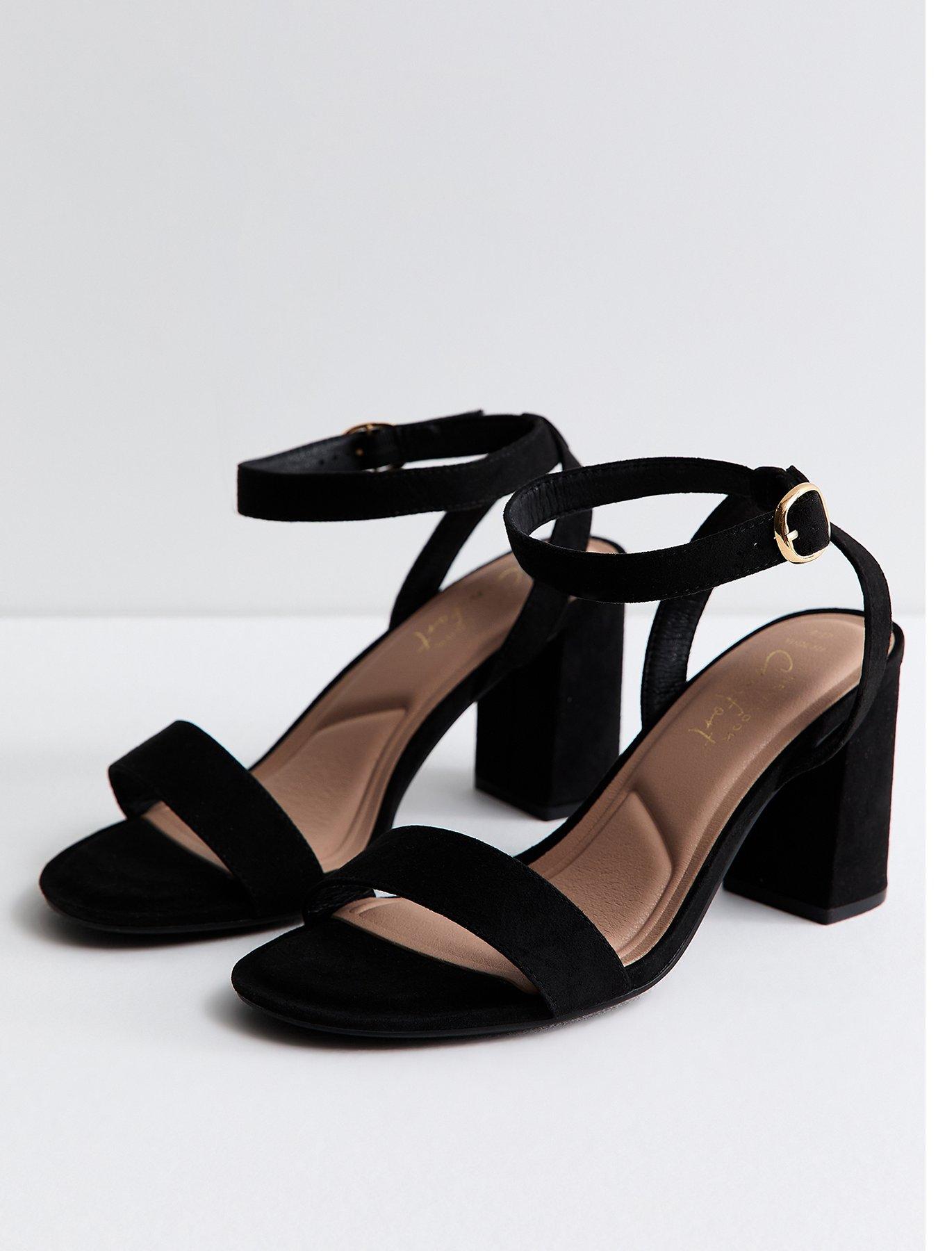 New Look Wide Fit Faux Suede Single Strap Sandals - Black | Littlewoods
