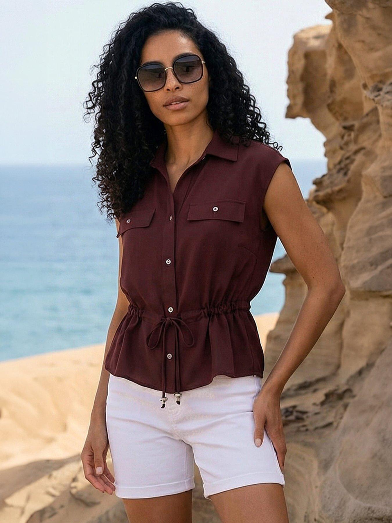 Image 1 of 5 of Roman Safari Tie Waist Button Jacket