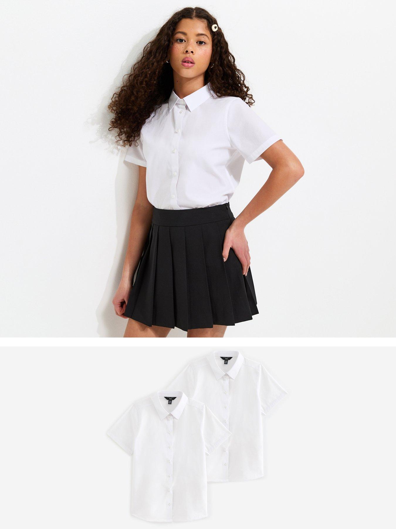 Image 1 of 6 of New Look 915 Girls&nbsp;Pack Of 2 Slim Fit Short Sleeve Shirts - White