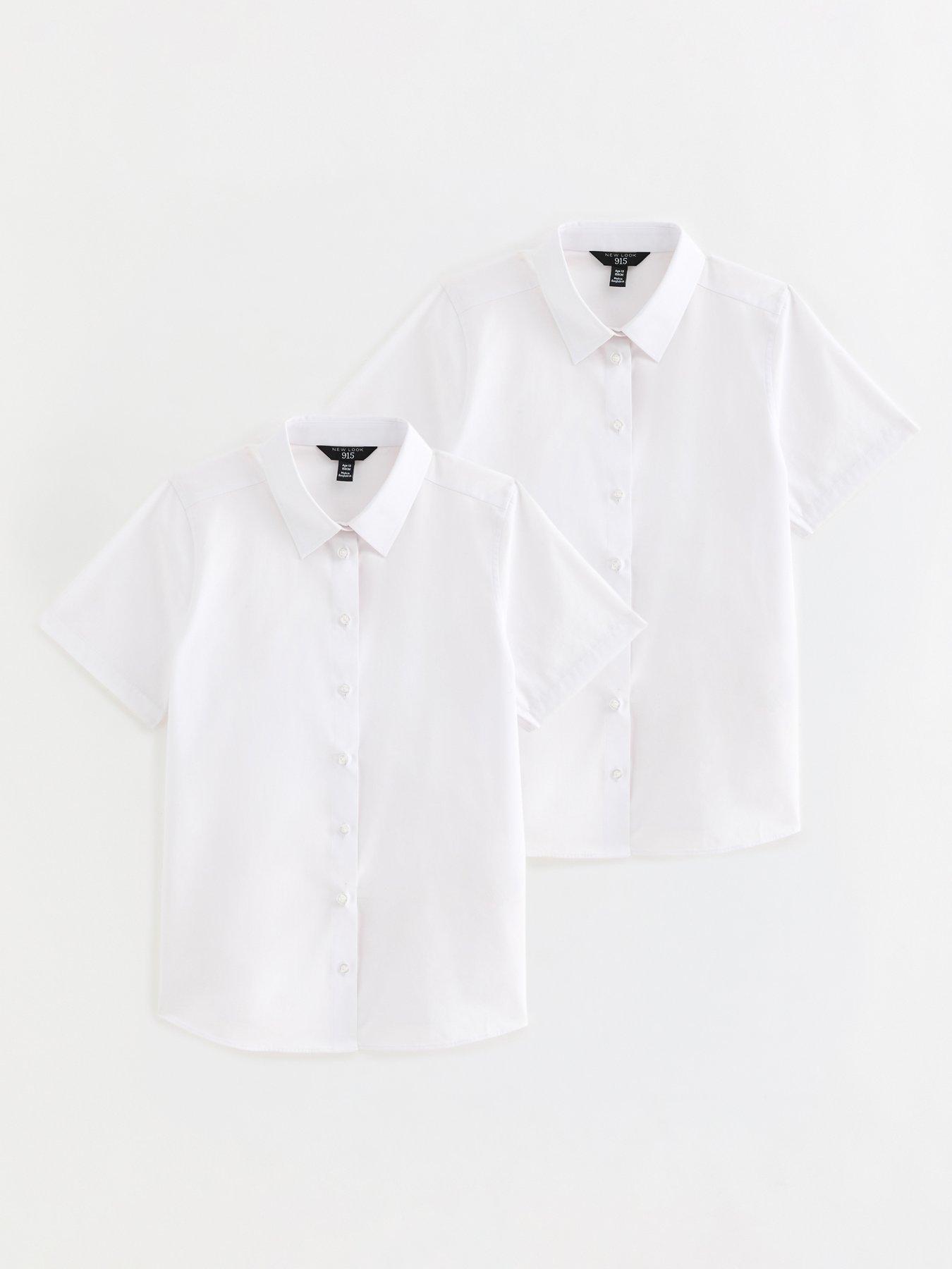 Image 6 of 6 of New Look 915 Girls&nbsp;Pack Of 2 Slim Fit Short Sleeve Shirts - White