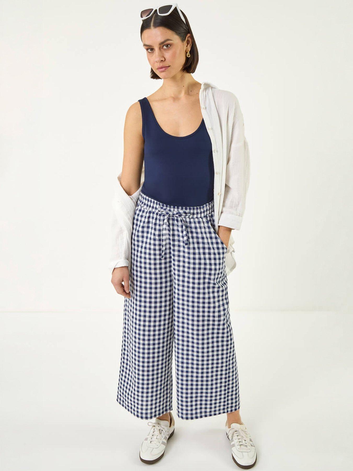 Image 3 of 5 of Roman Gingham Crop Leg Trousers