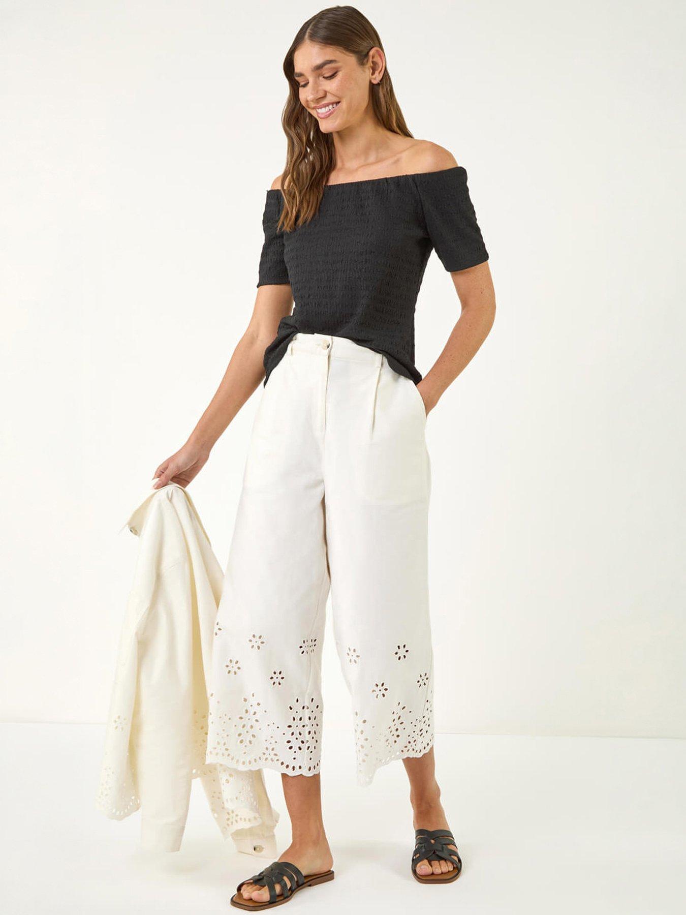 Roman Anglaise Embroidered Cotton Culottes