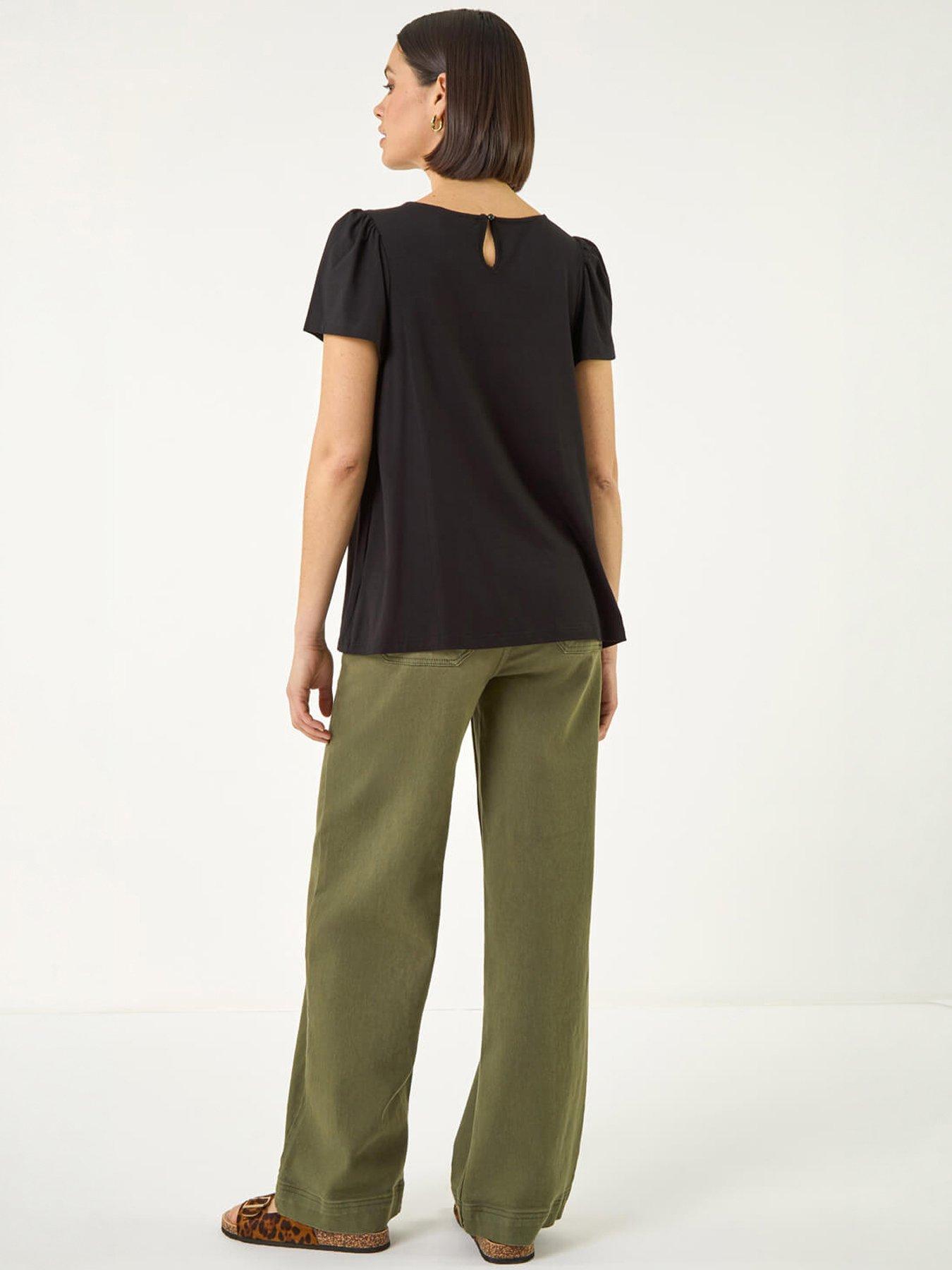  image of roman-crochet-panel-stretch-top